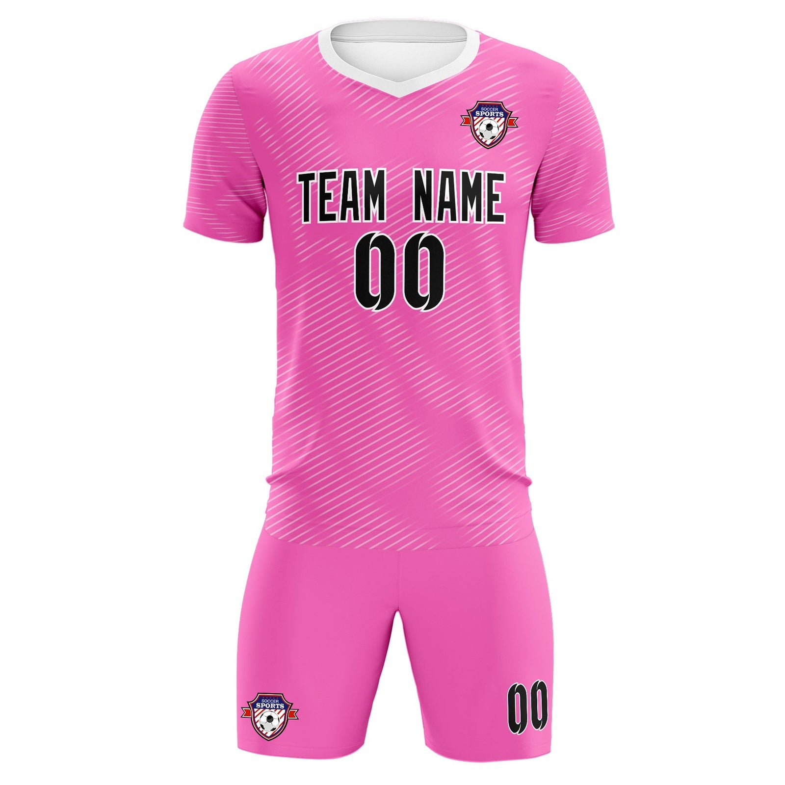 Custom Pink White Training Uniform For Men Soccer Sets Jersey