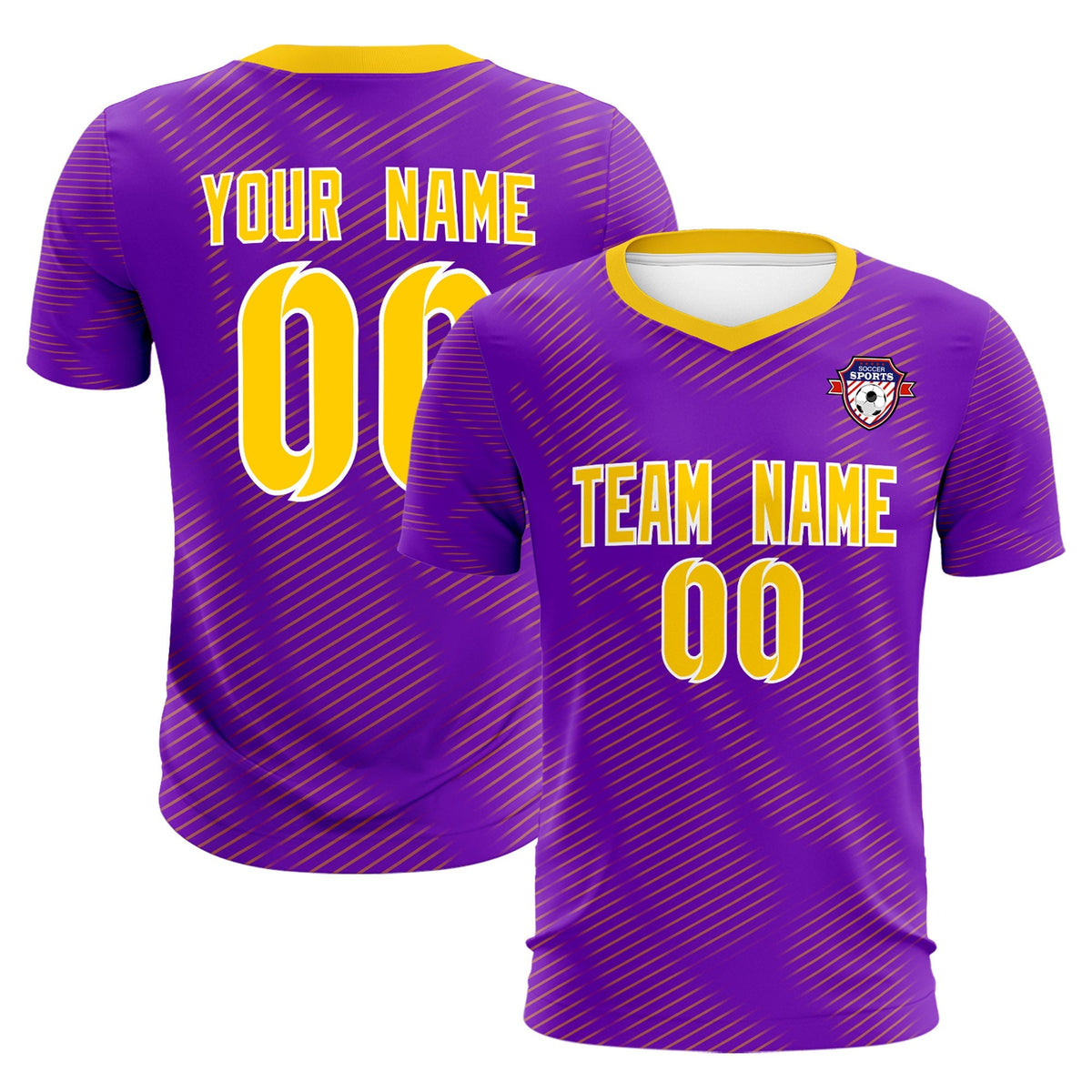 Custom Purple Gold Training Uniform For Men Soccer Sets Jersey