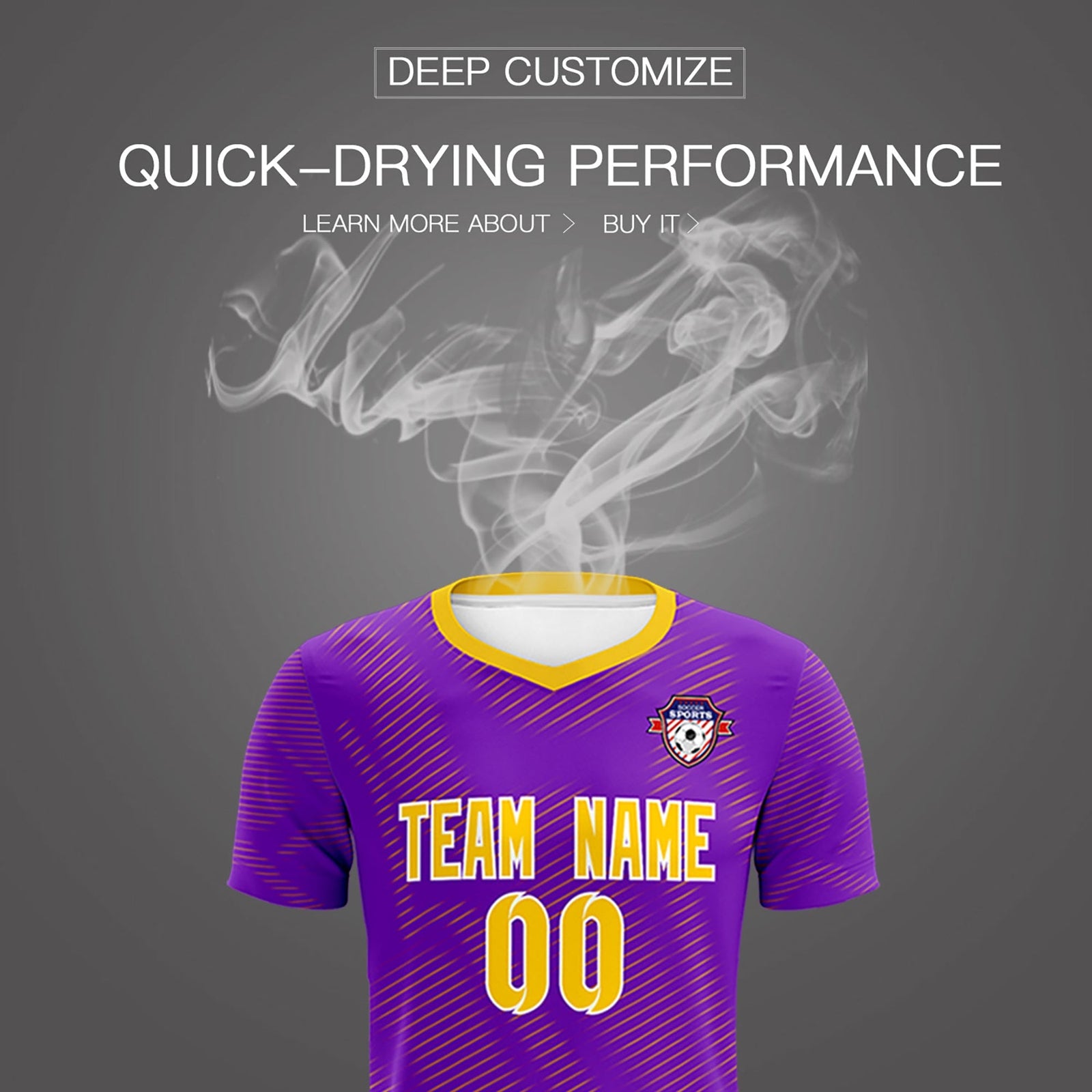 Custom Purple Gold Training Uniform For Men Soccer Sets Jersey