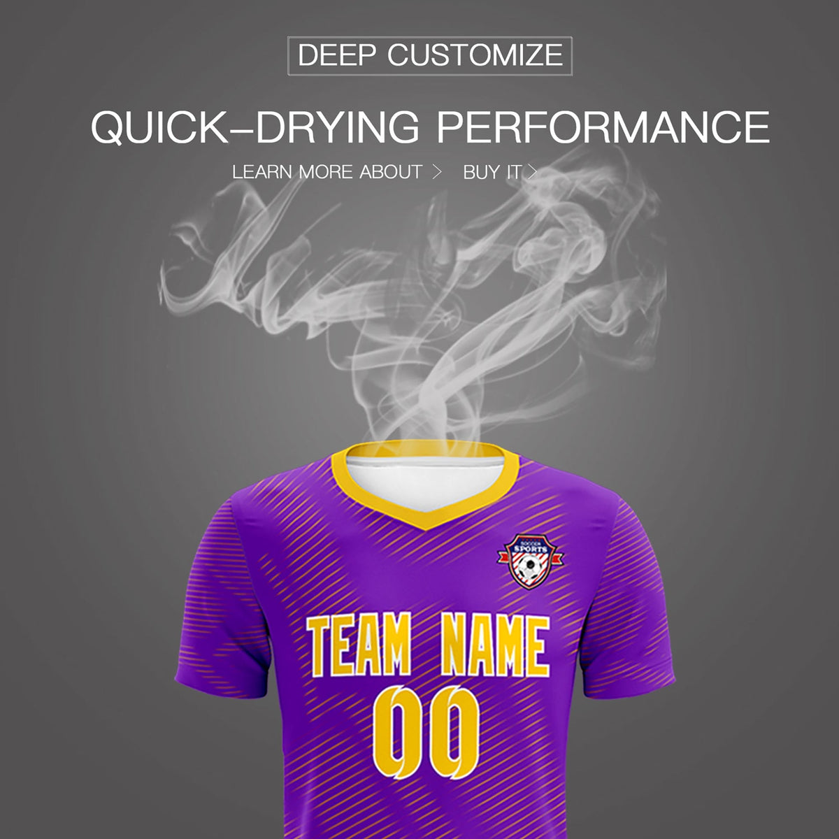 Custom Purple Gold Training Uniform For Men Soccer Sets Jersey
