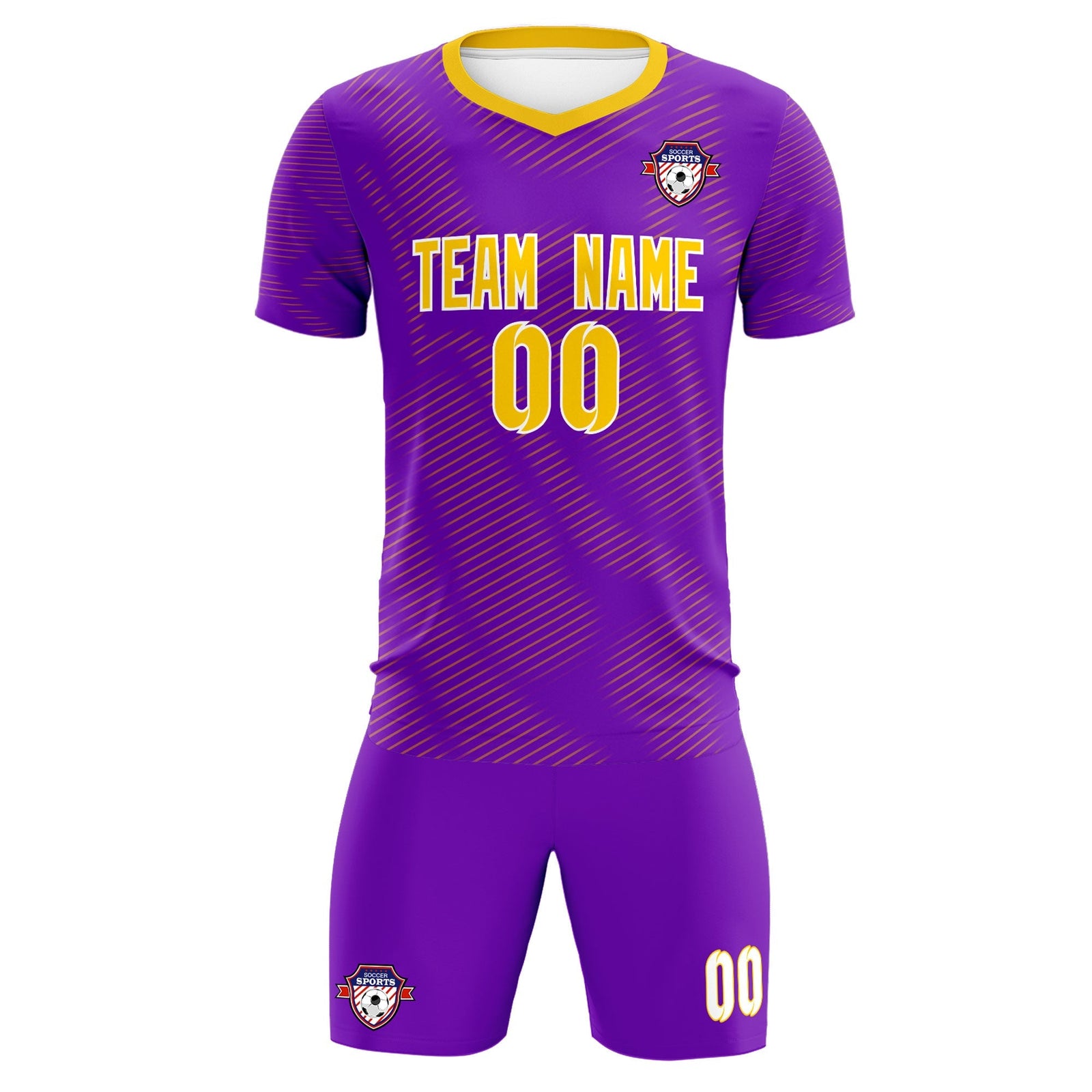 Custom Purple Gold Training Uniform For Men Soccer Sets Jersey
