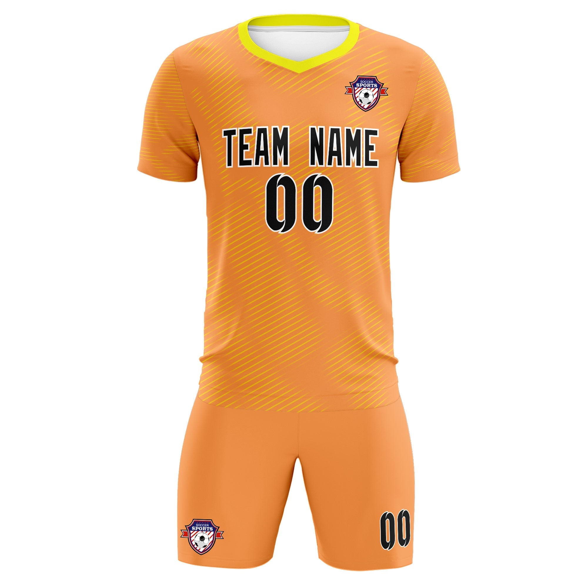 Custom Light Orange Gold Training Uniform For Men Soccer Sets Jersey