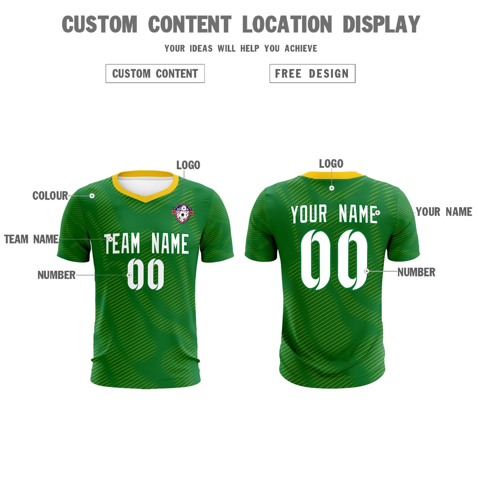 Custom Kelly Green Yellow Training Uniform For Men Soccer Sets Jersey