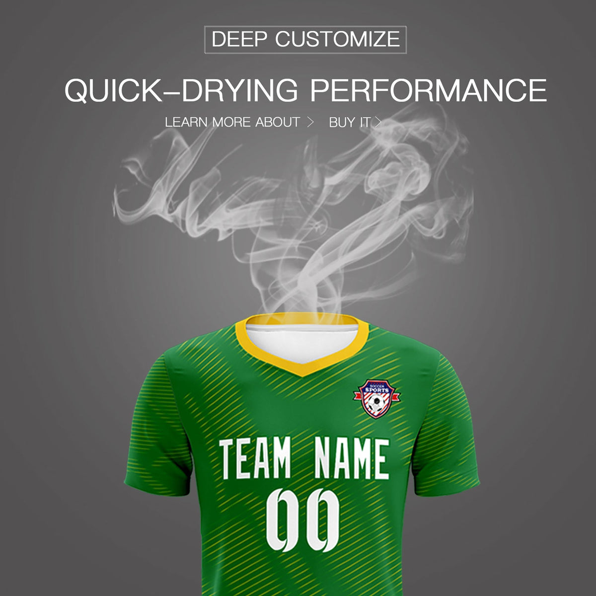 Custom Kelly Green Yellow Training Uniform For Men Soccer Sets Jersey