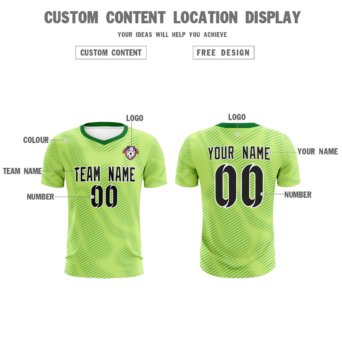 Custom Green Kelly Green Training Uniform For Men Soccer Sets Jersey