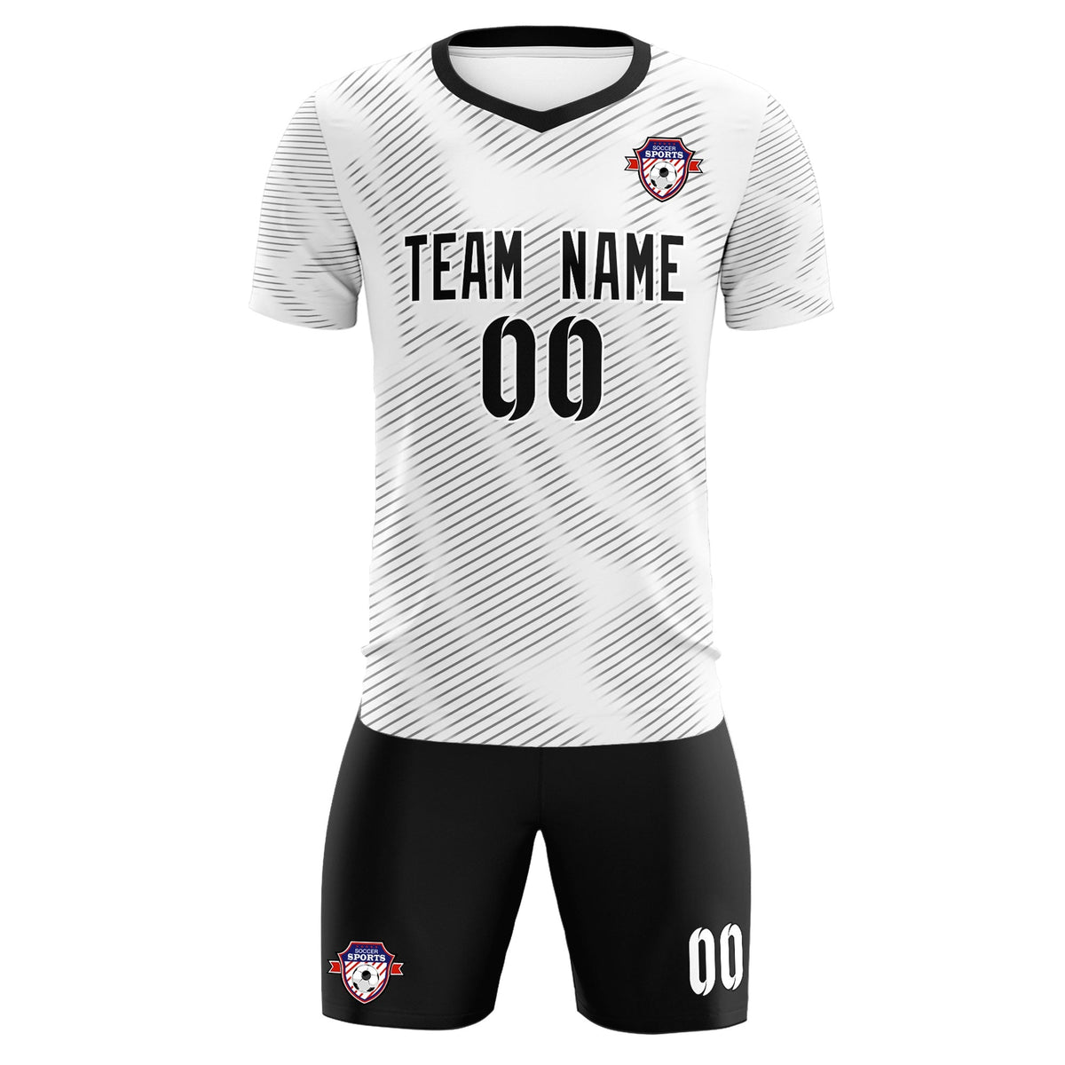 Custom White Black Training Uniform For Men Soccer Sets Jersey