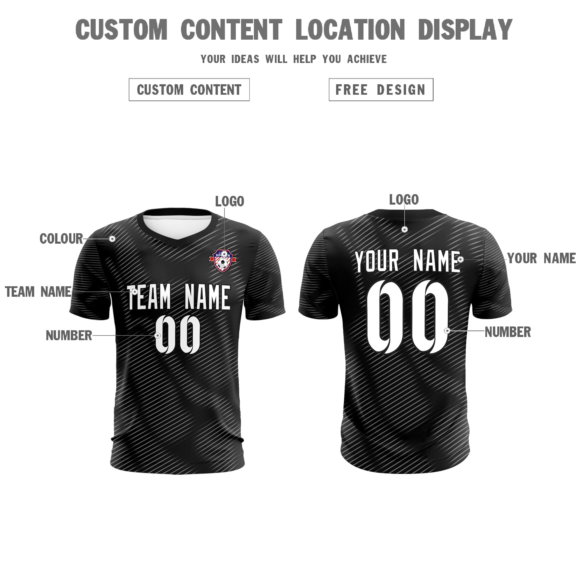 Custom Black White Training Uniform For Men Soccer Sets Jersey