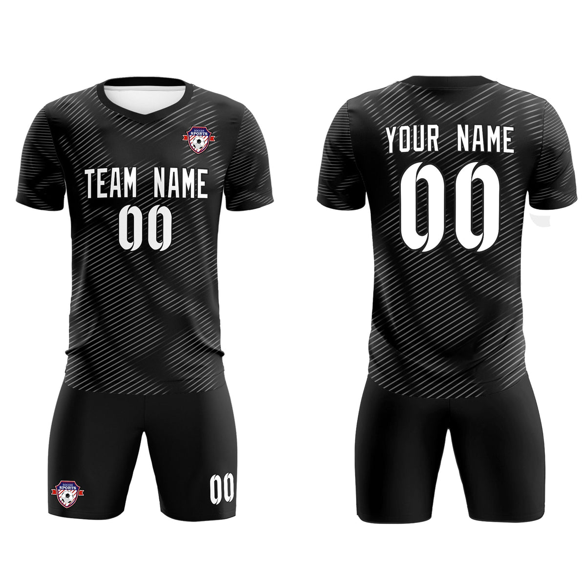 Custom Black White Training Uniform For Men Soccer Sets Jersey