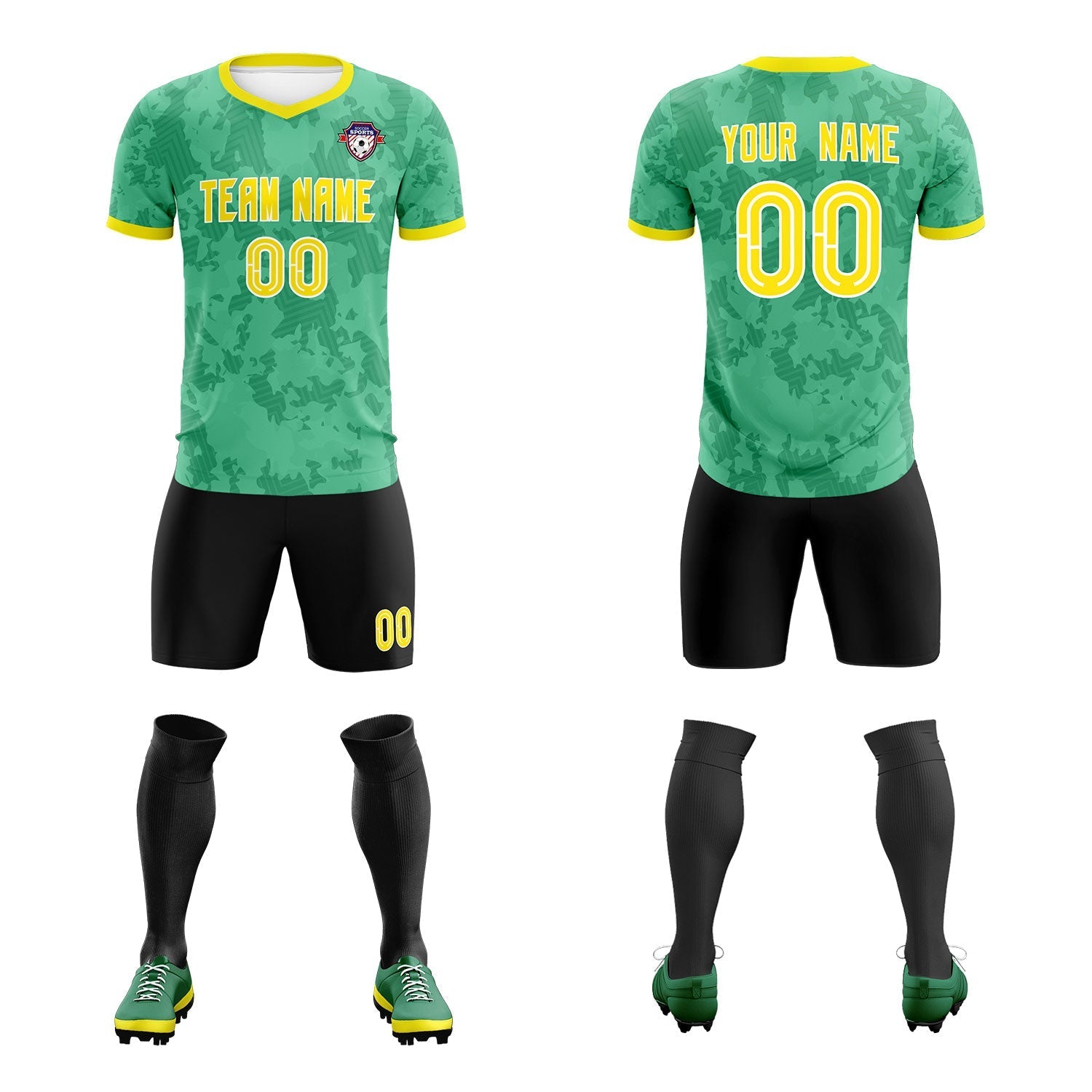 Custom Green Camo sports Soccer Tops/Sets Jersey