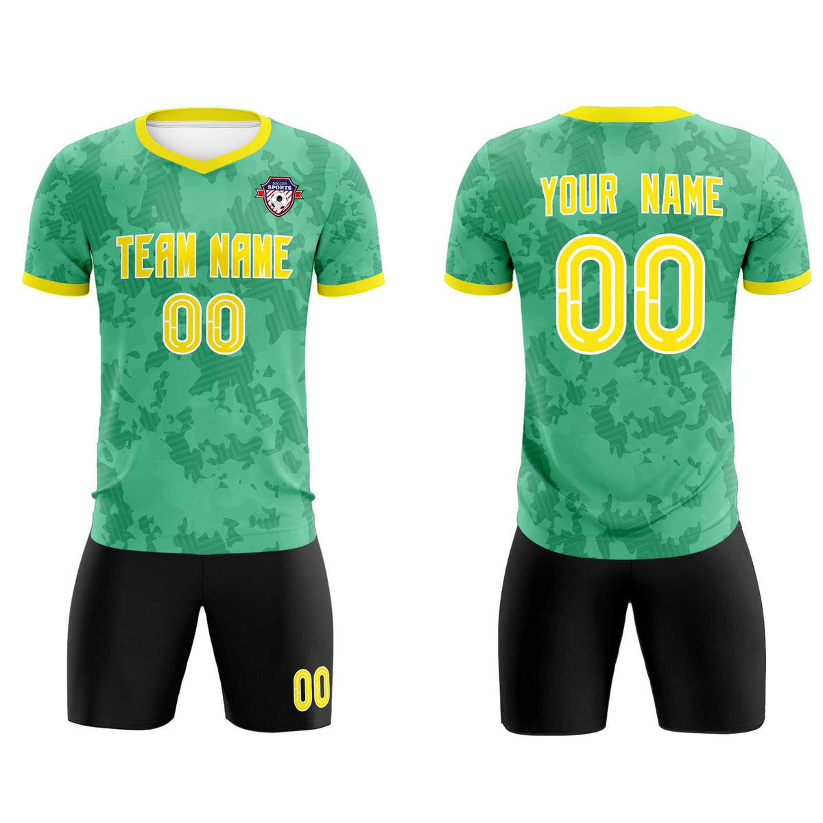 Custom Green Camo sports Soccer Tops/Sets Jersey