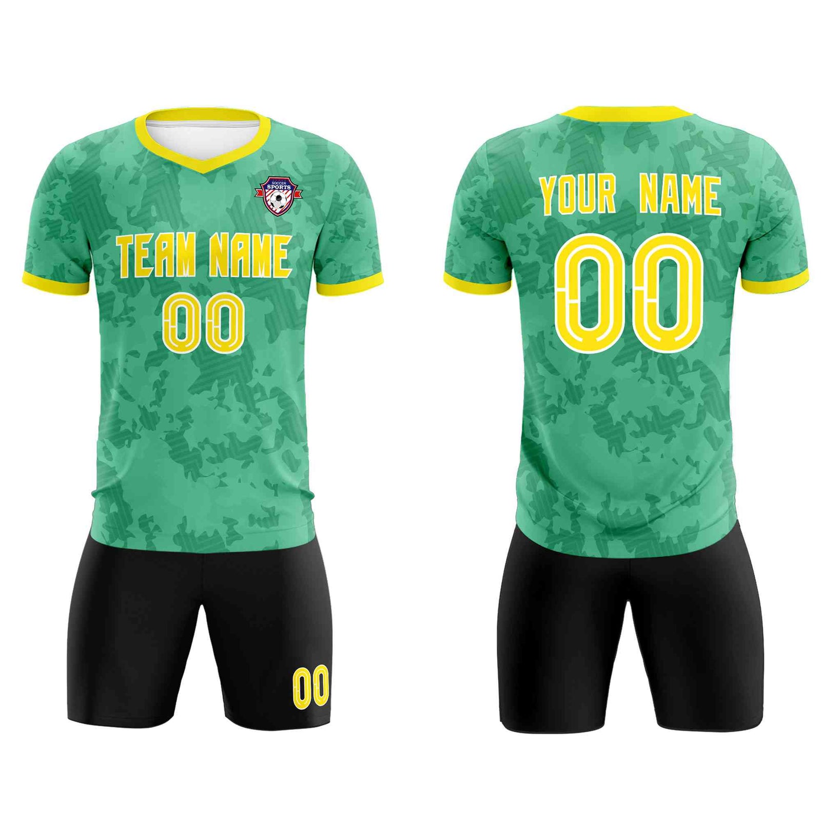 Custom Green Camo sports Soccer Tops/Sets Jersey