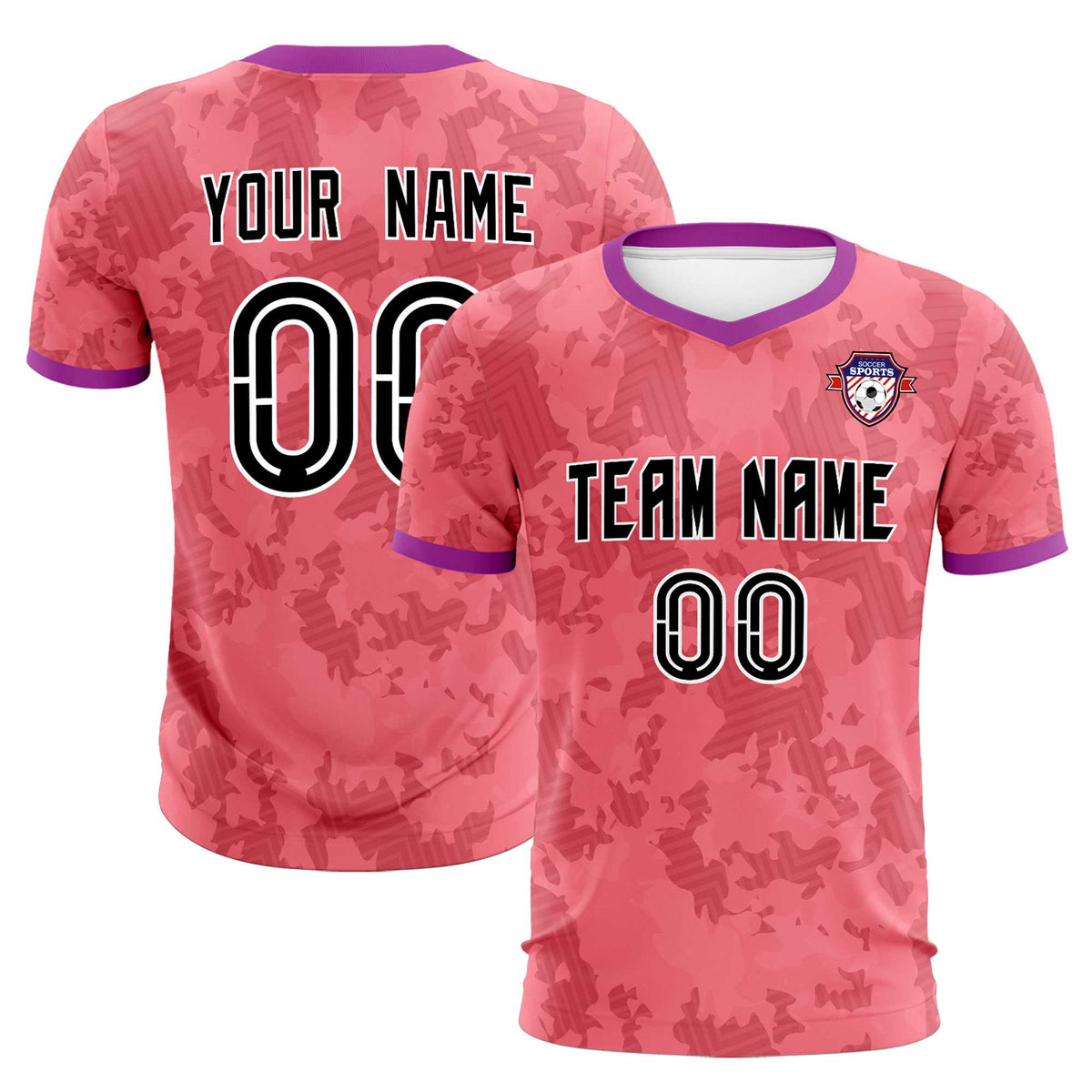 Custom Light Red Camo sports Soccer Tops/Sets Jersey
