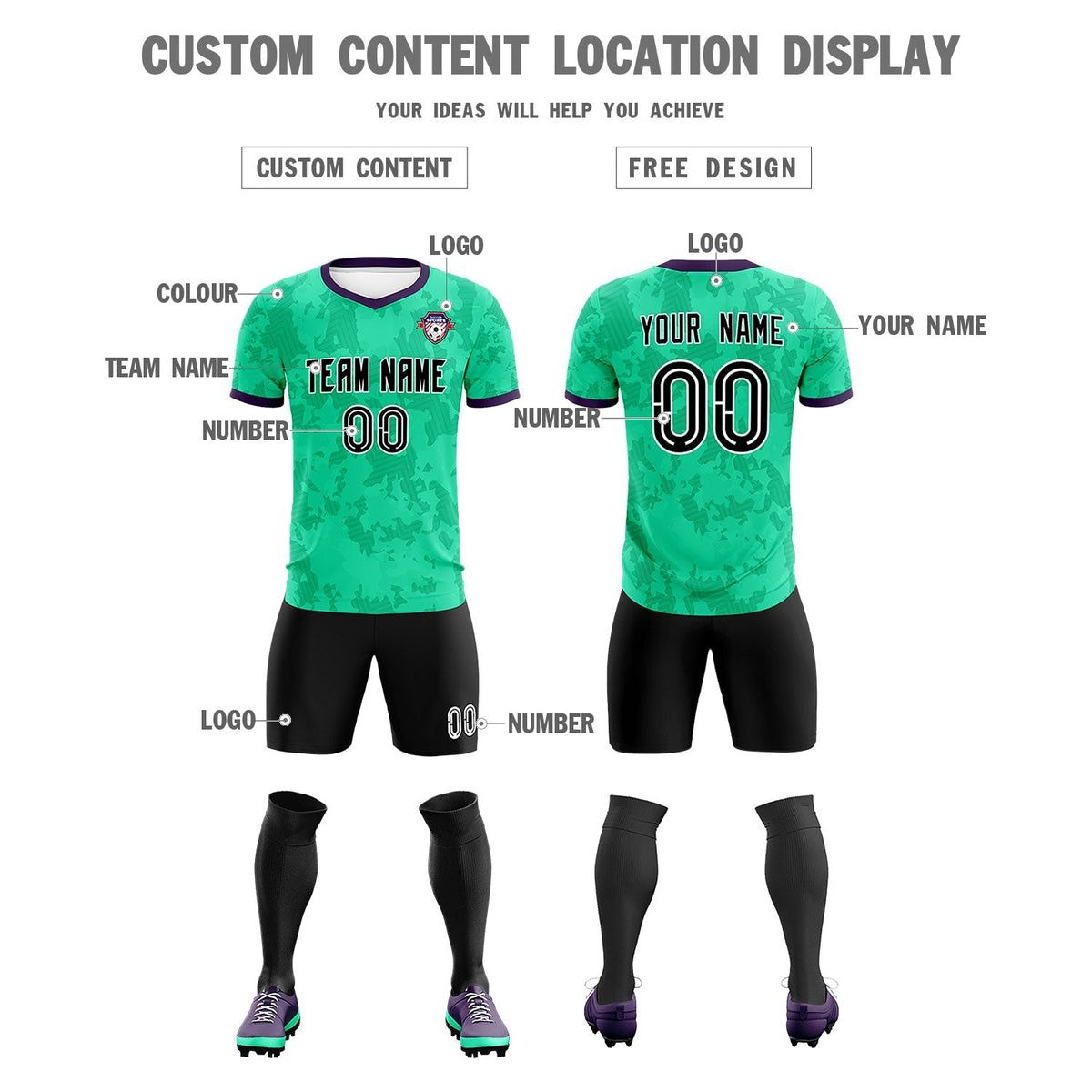Custom Neon Green Camo sports Soccer Tops/Sets Jersey