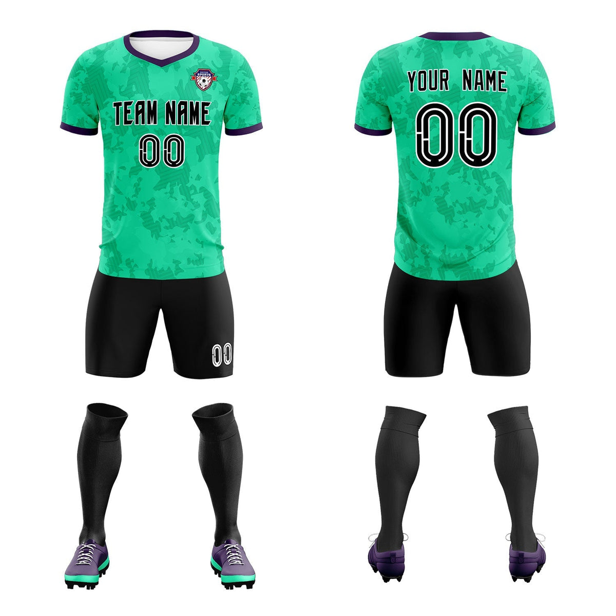 Custom Neon Green Camo sports Soccer Tops/Sets Jersey