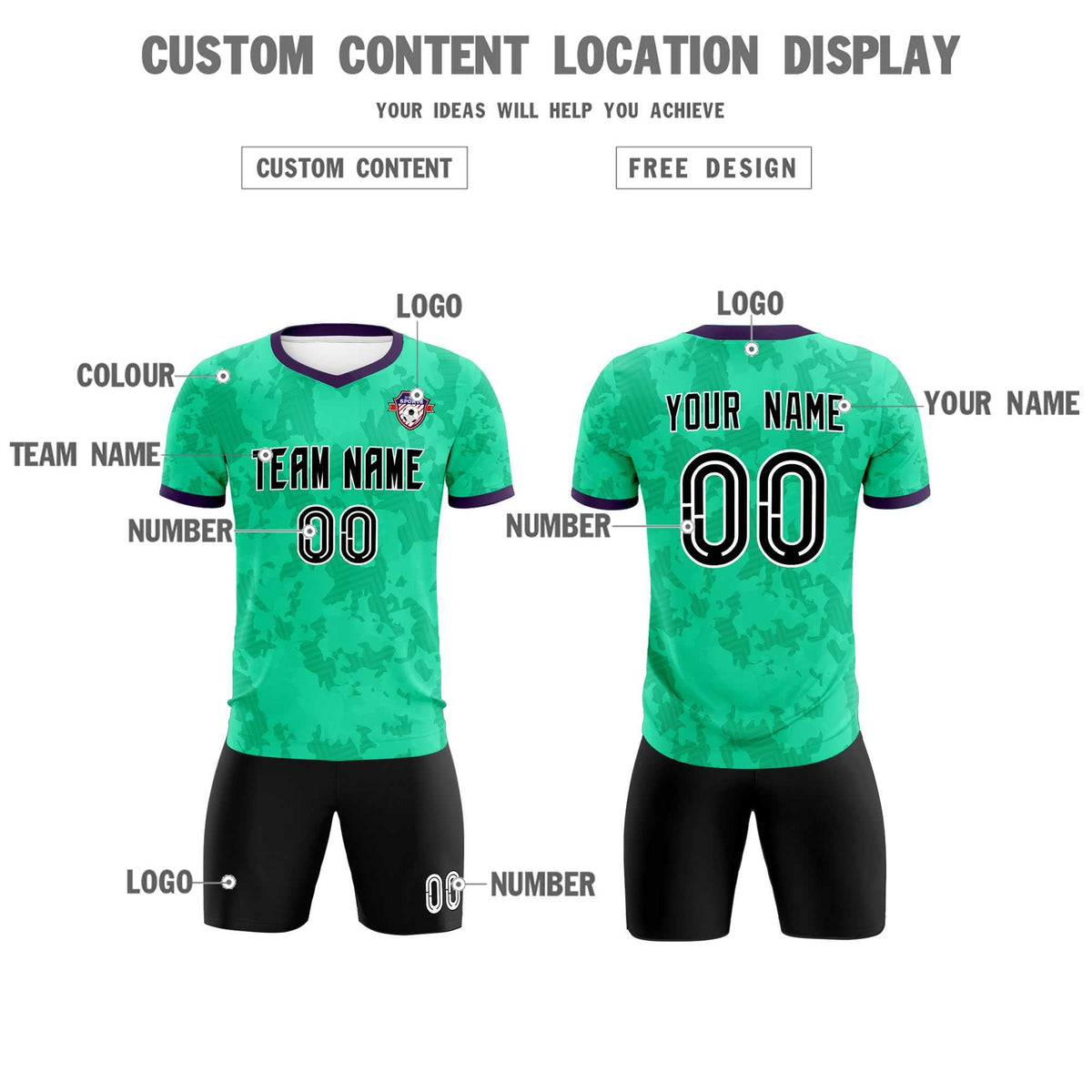 Custom Neon Green Camo sports Soccer Tops/Sets Jersey