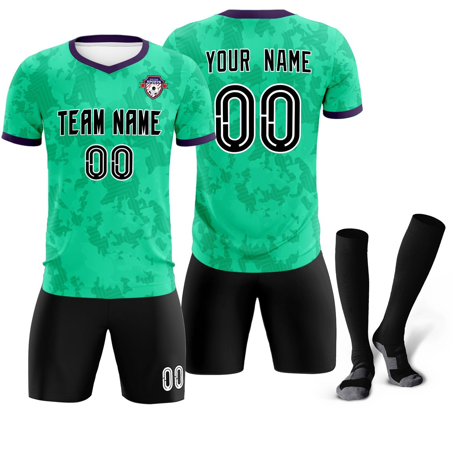 Custom Neon Green Camo sports Soccer Tops/Sets Jersey