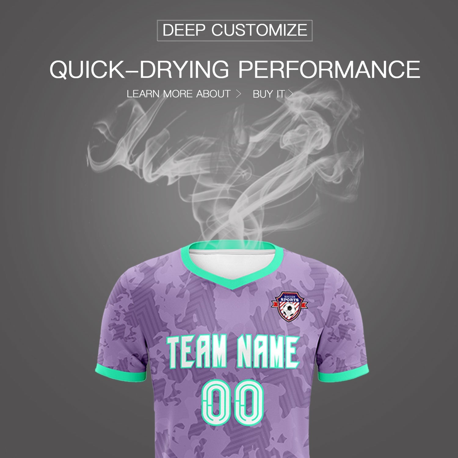 Custom Light Purple Camo sports Soccer Tops/Sets Jersey