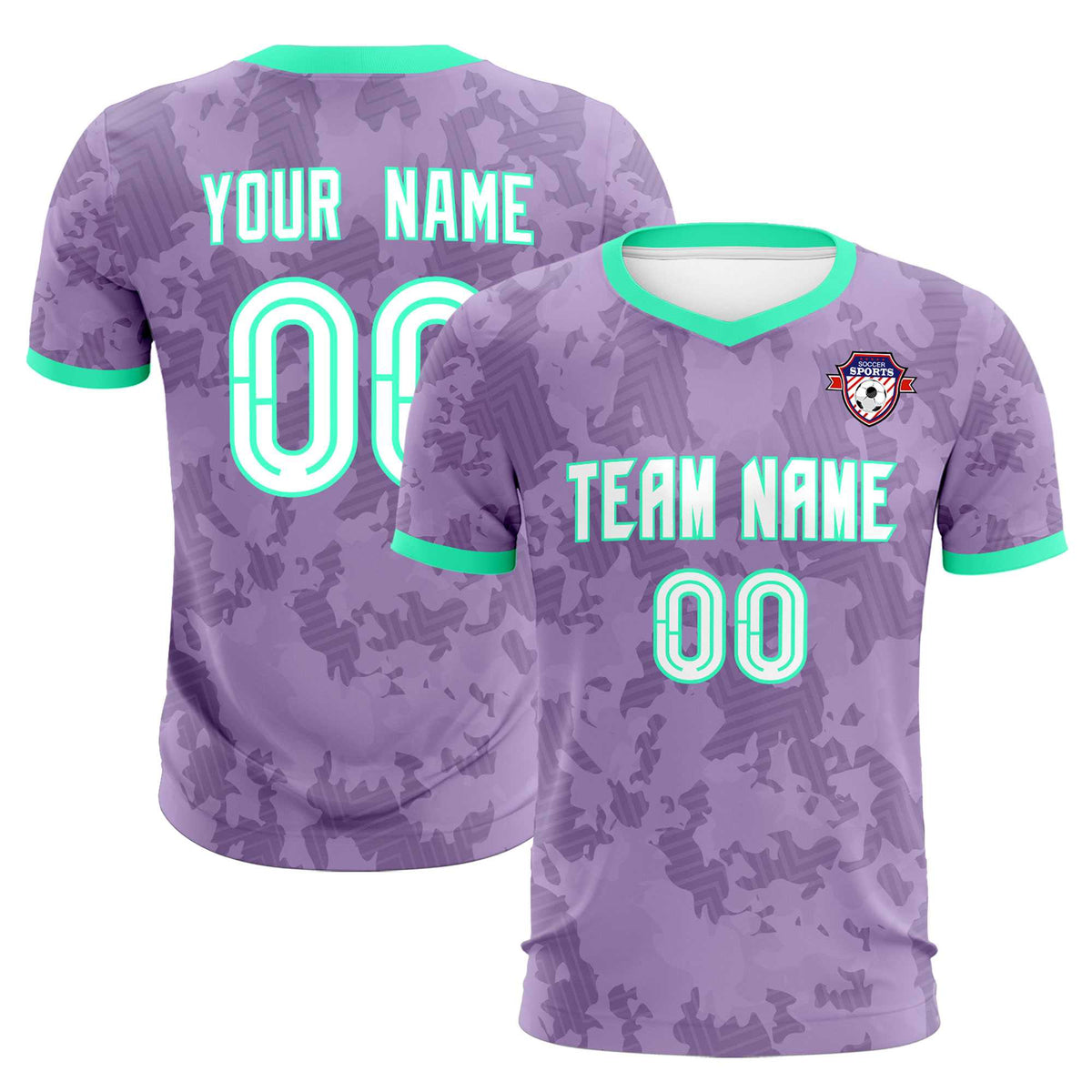 Custom Light Purple Camo sports Soccer Tops/Sets Jersey