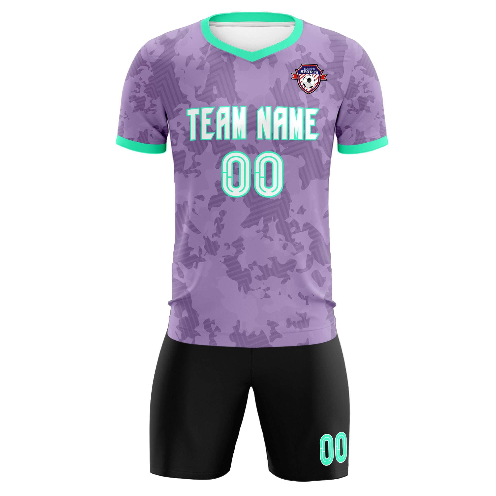 Custom Light Purple Camo sports Soccer Tops/Sets Jersey