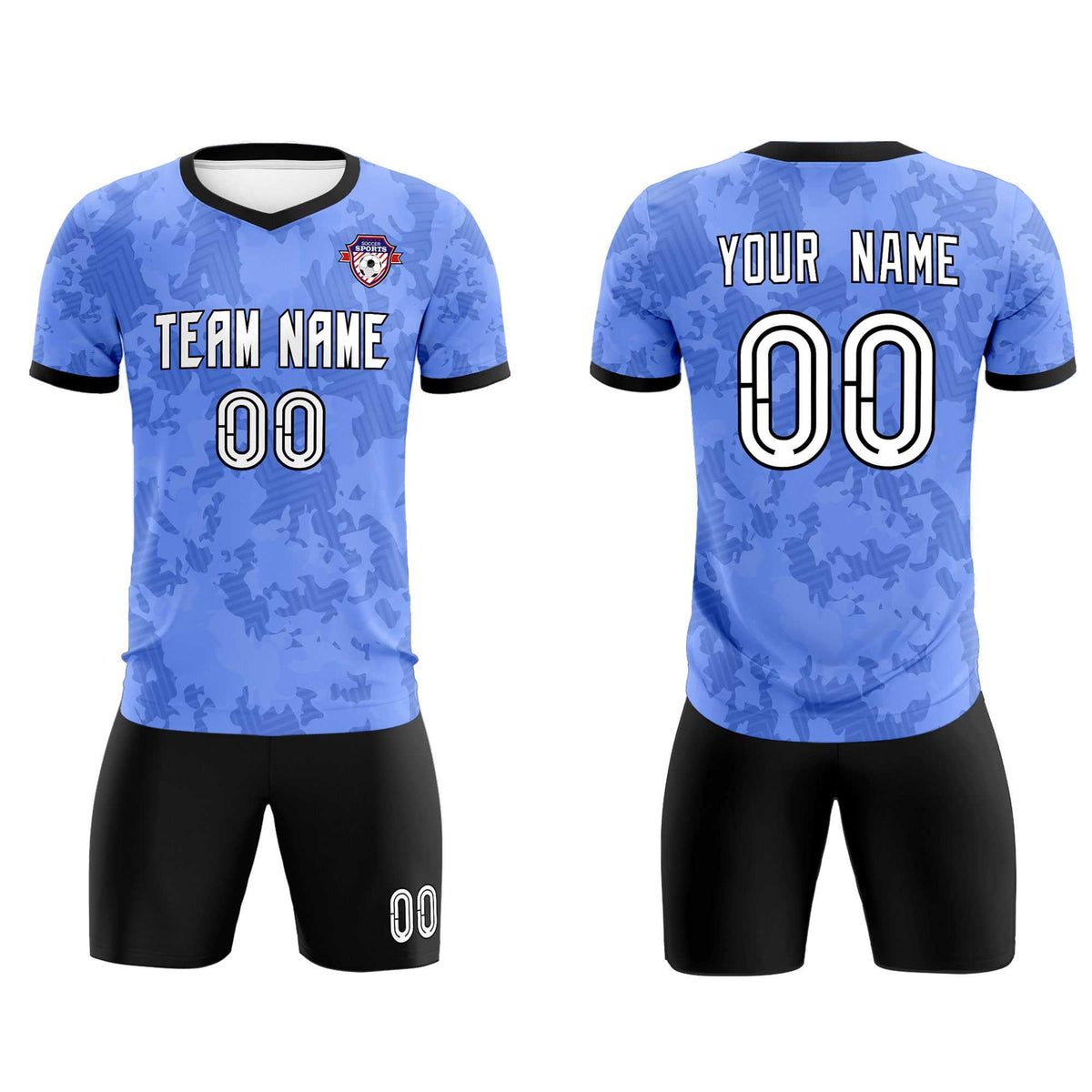 Custom Light Blue Camo sports Soccer Tops/Sets Jersey