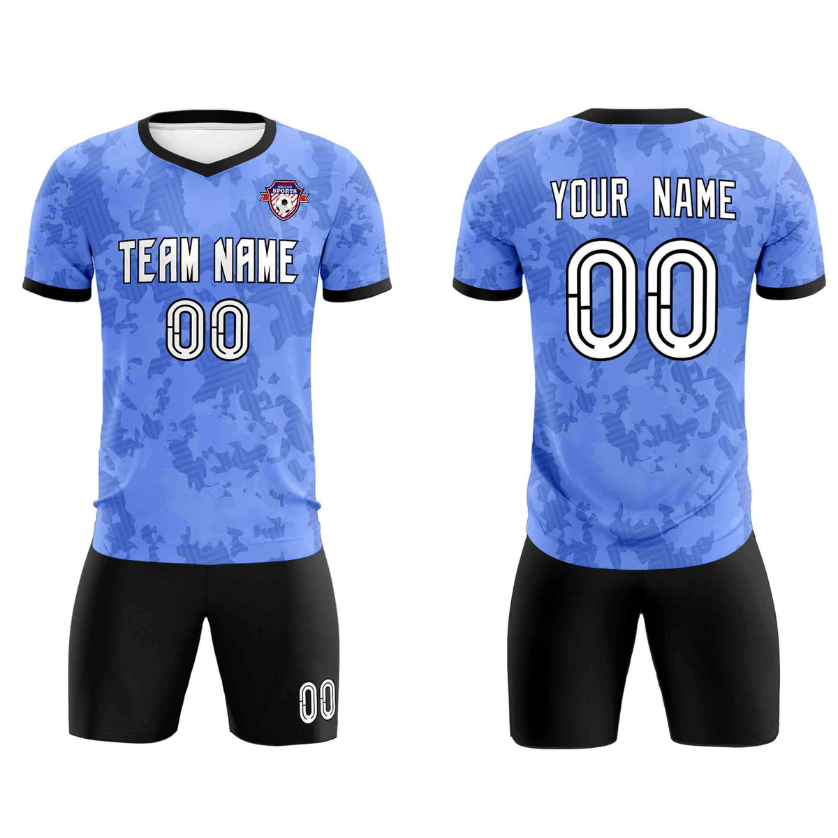 Custom Light Blue Camo sports Soccer Tops/Sets Jersey