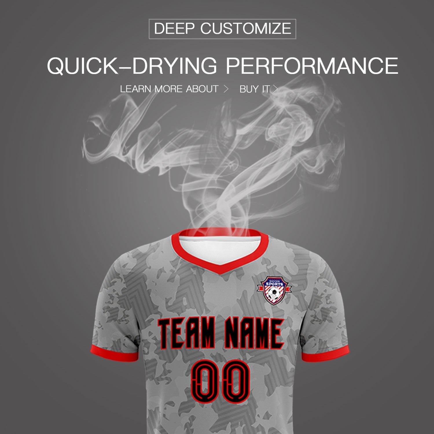 Custom Dark Gray Camo sports Soccer Tops/Sets Jersey