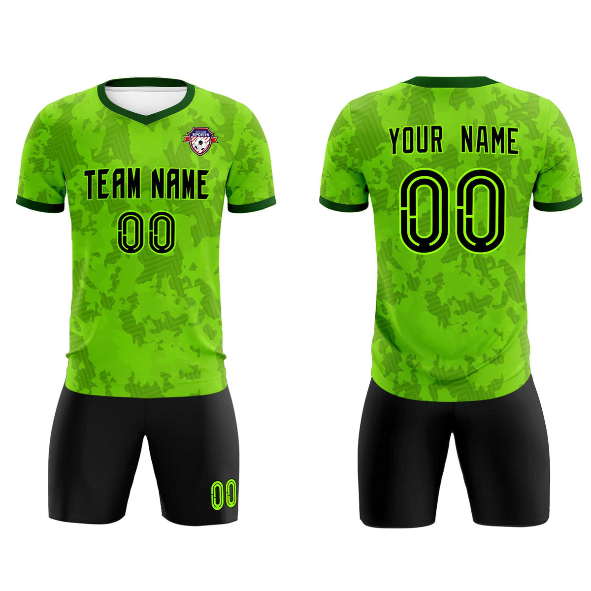 Custom Green Camo sports Soccer Tops/Sets Jersey