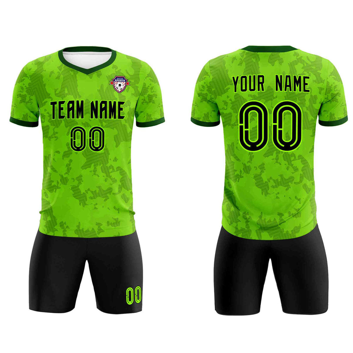 Custom Green Camo sports Soccer Tops/Sets Jersey