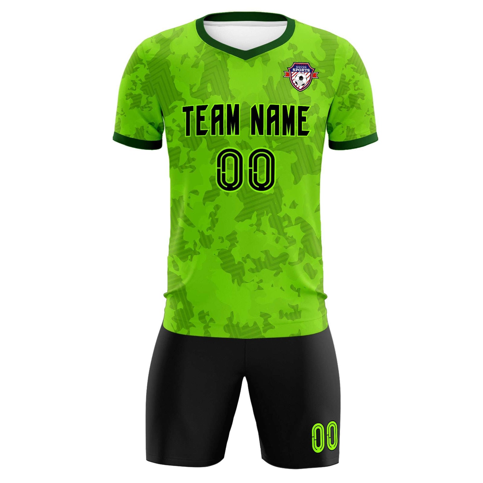 Custom Green Camo sports Soccer Tops/Sets Jersey