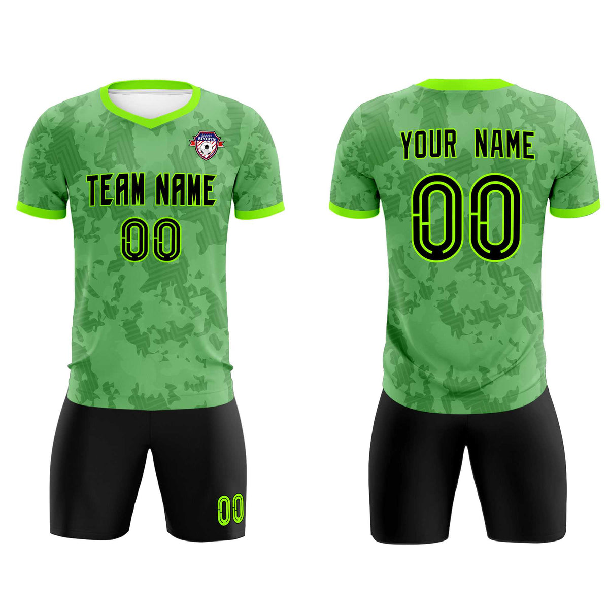 Custom Green Camo sports Soccer Tops/Sets Jersey