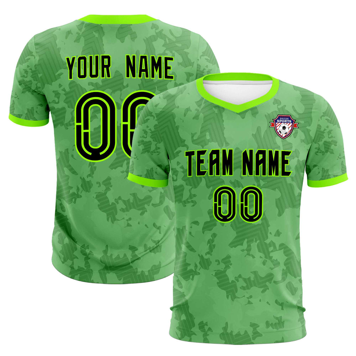Custom Green Camo sports Soccer Tops/Sets Jersey
