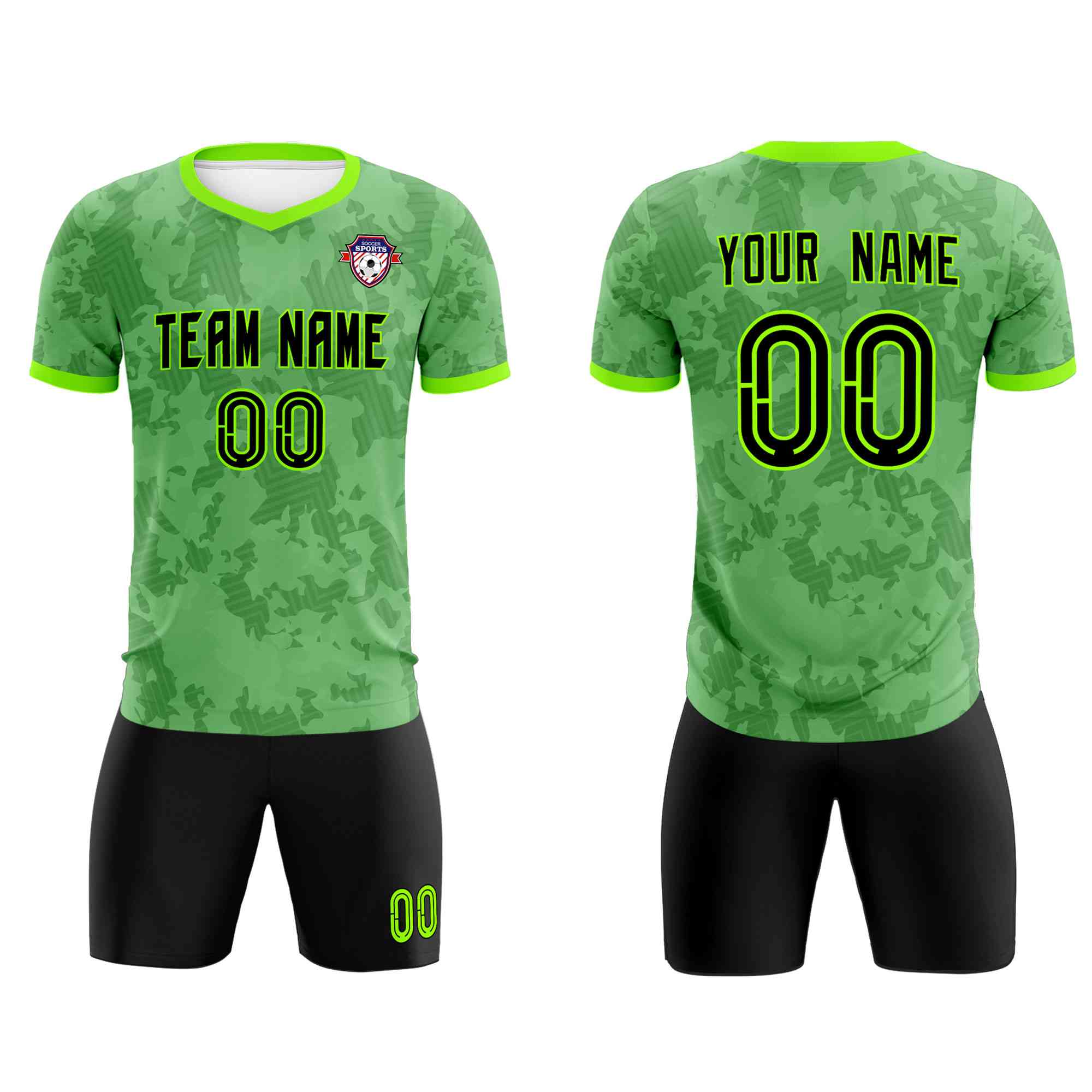 Custom Green Camo sports Soccer Tops/Sets Jersey