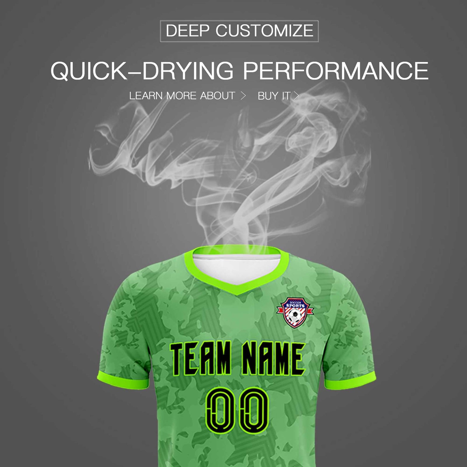 Custom Green Camo sports Soccer Tops/Sets Jersey