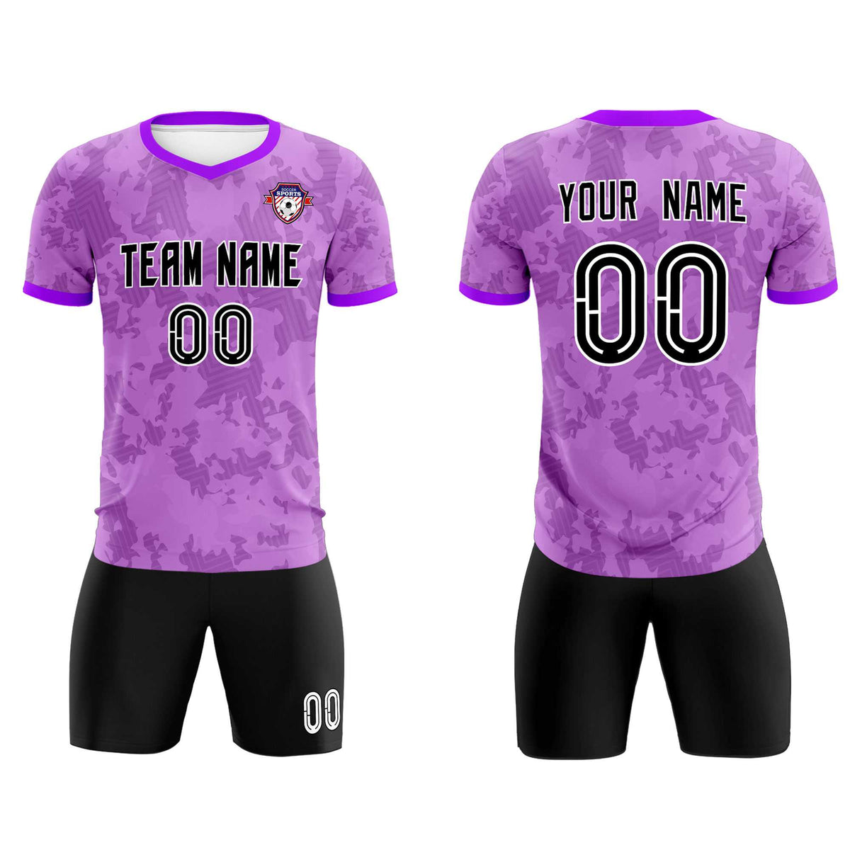 Custom Light Purple Camo sports Soccer Tops/Sets Jersey