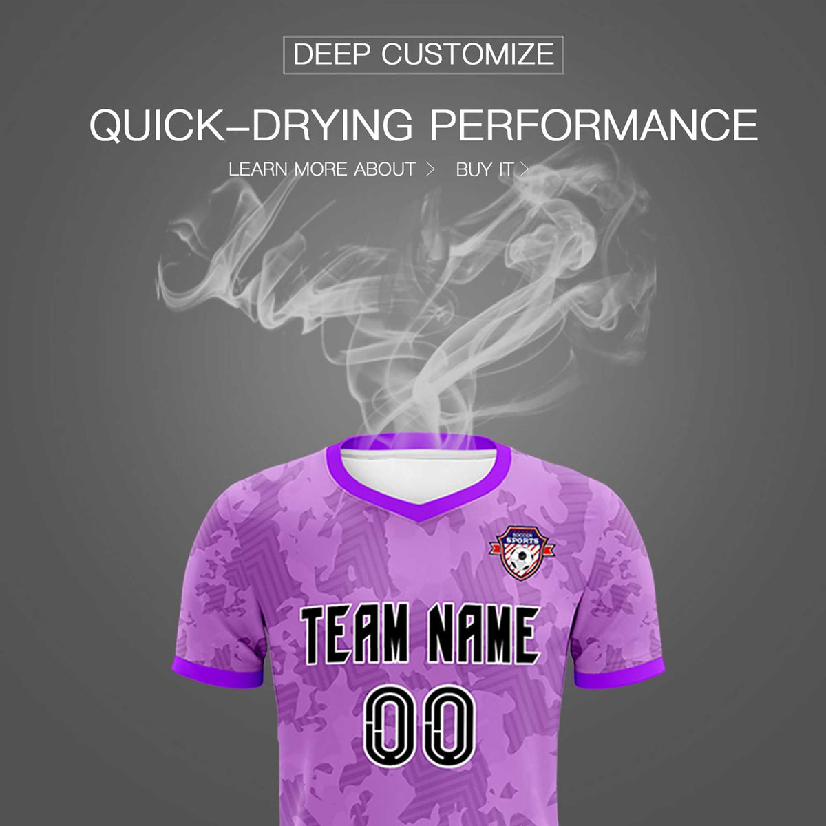 Custom Light Purple Camo sports Soccer Tops/Sets Jersey
