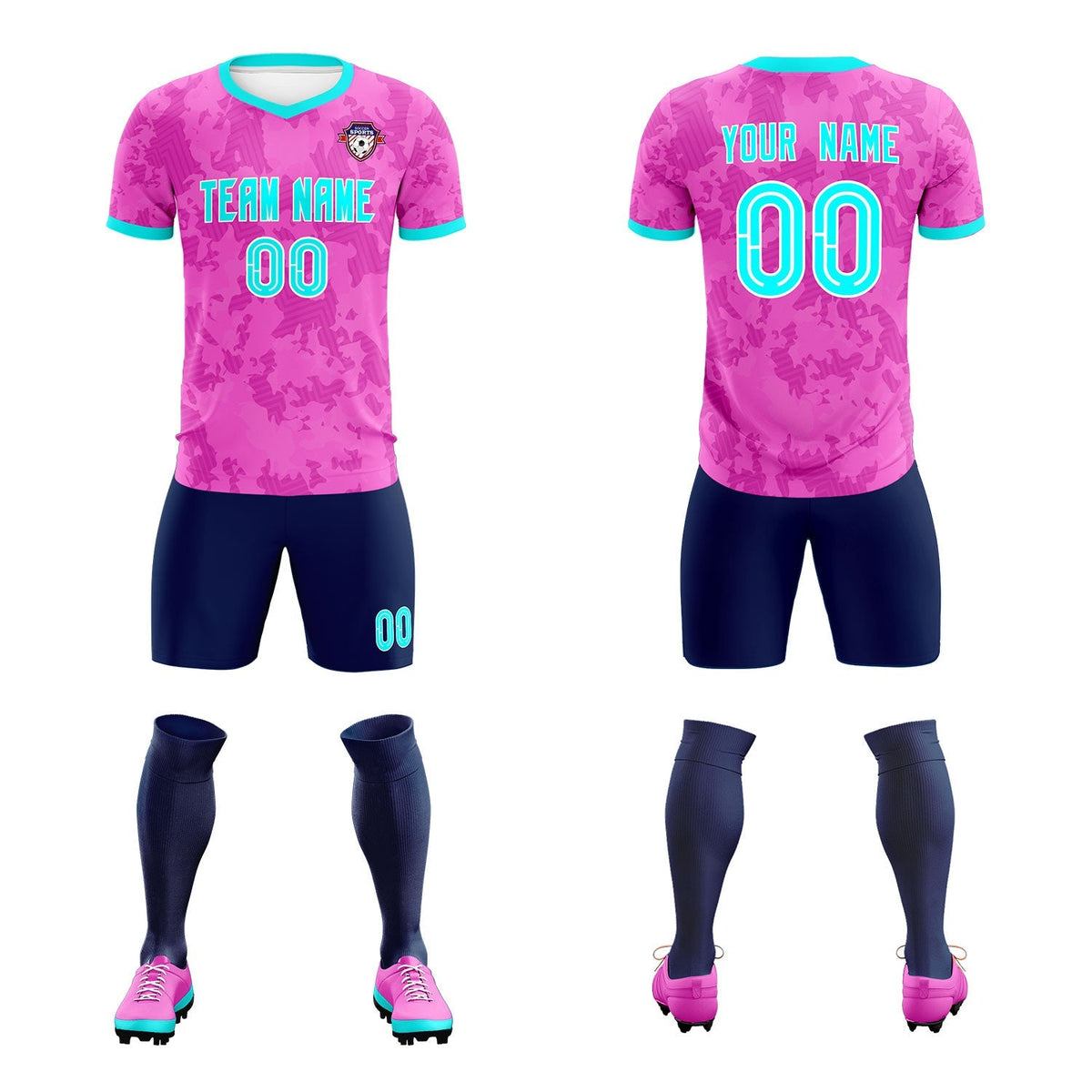 Custom Pink Camo sports Soccer Tops/Sets Jersey