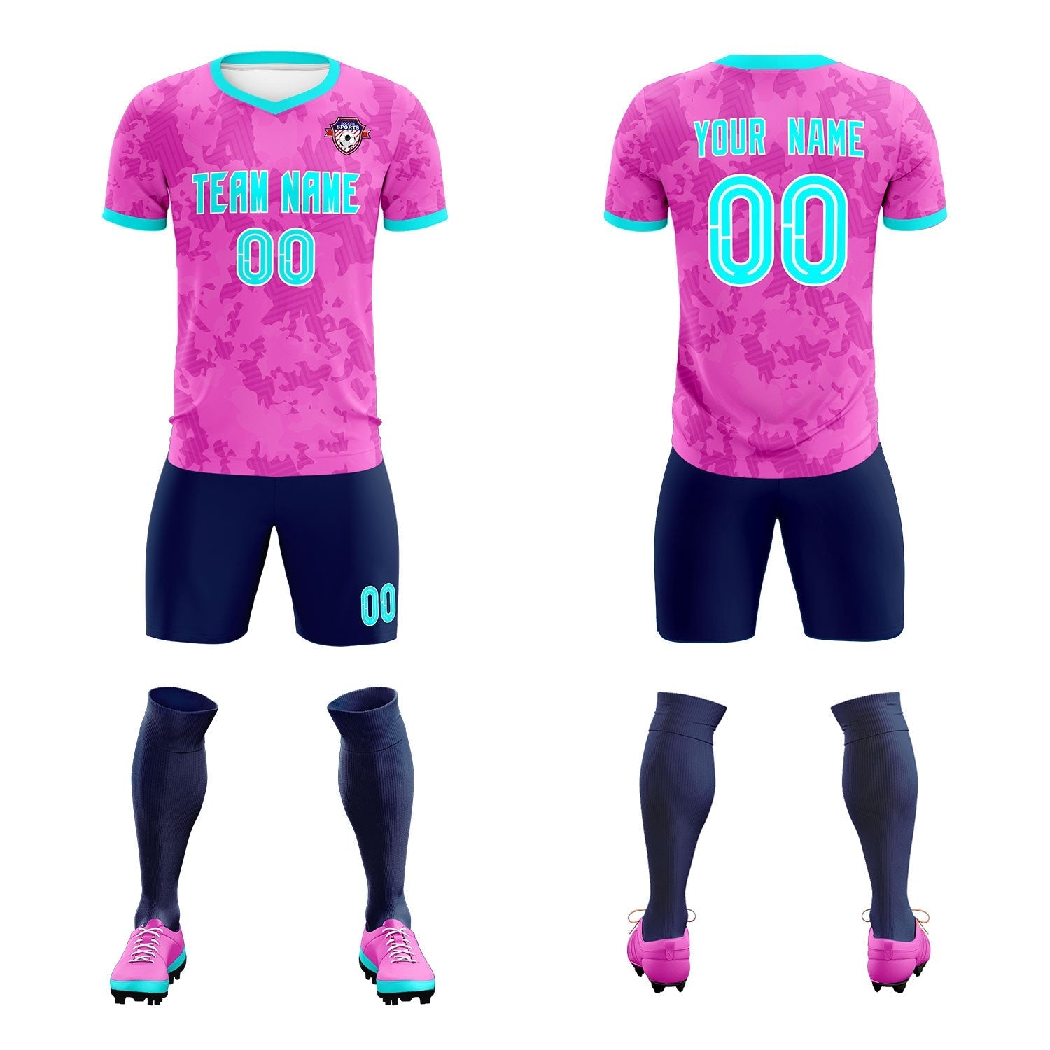 Custom Pink Camo sports Soccer Tops/Sets Jersey