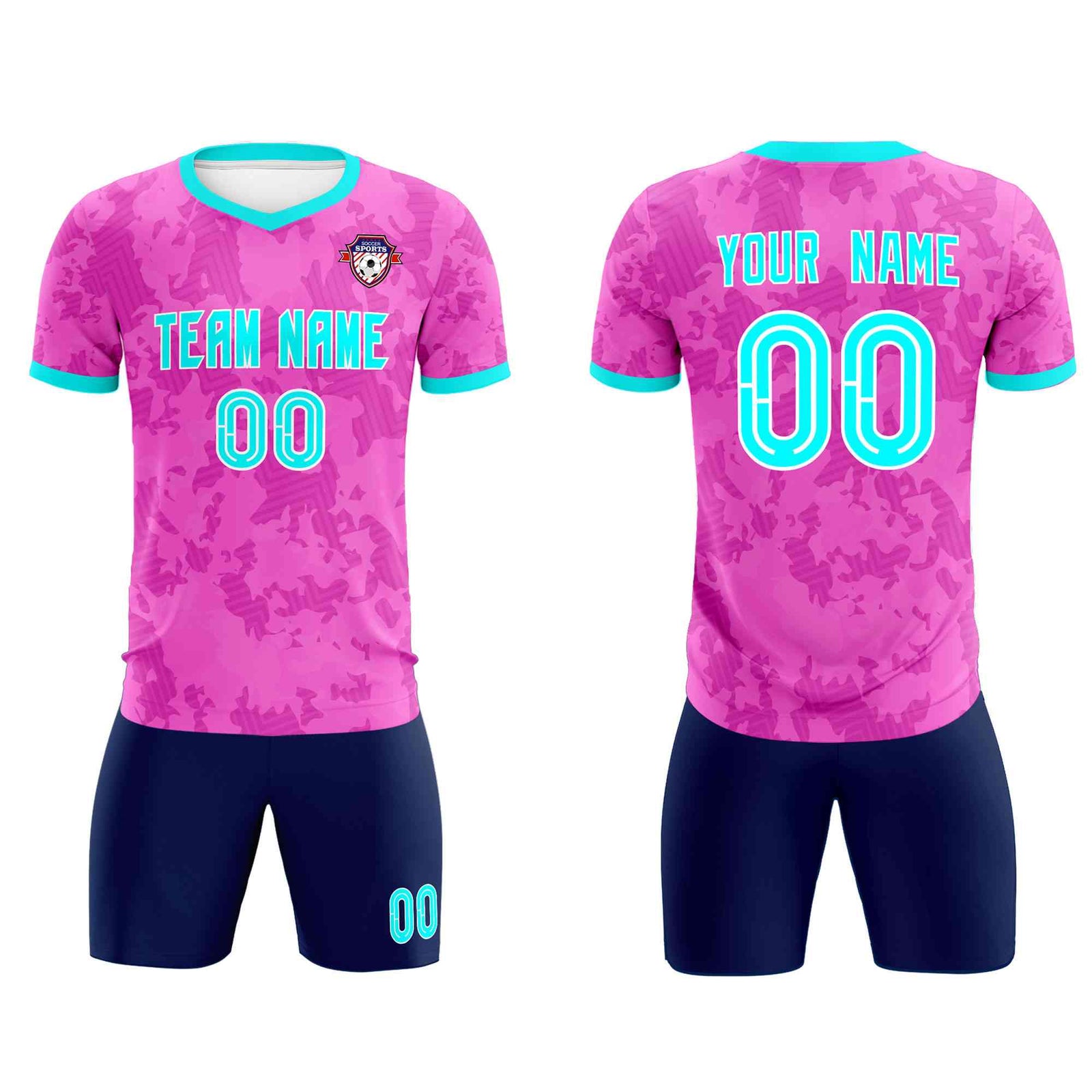 Custom Pink Camo sports Soccer Tops/Sets Jersey