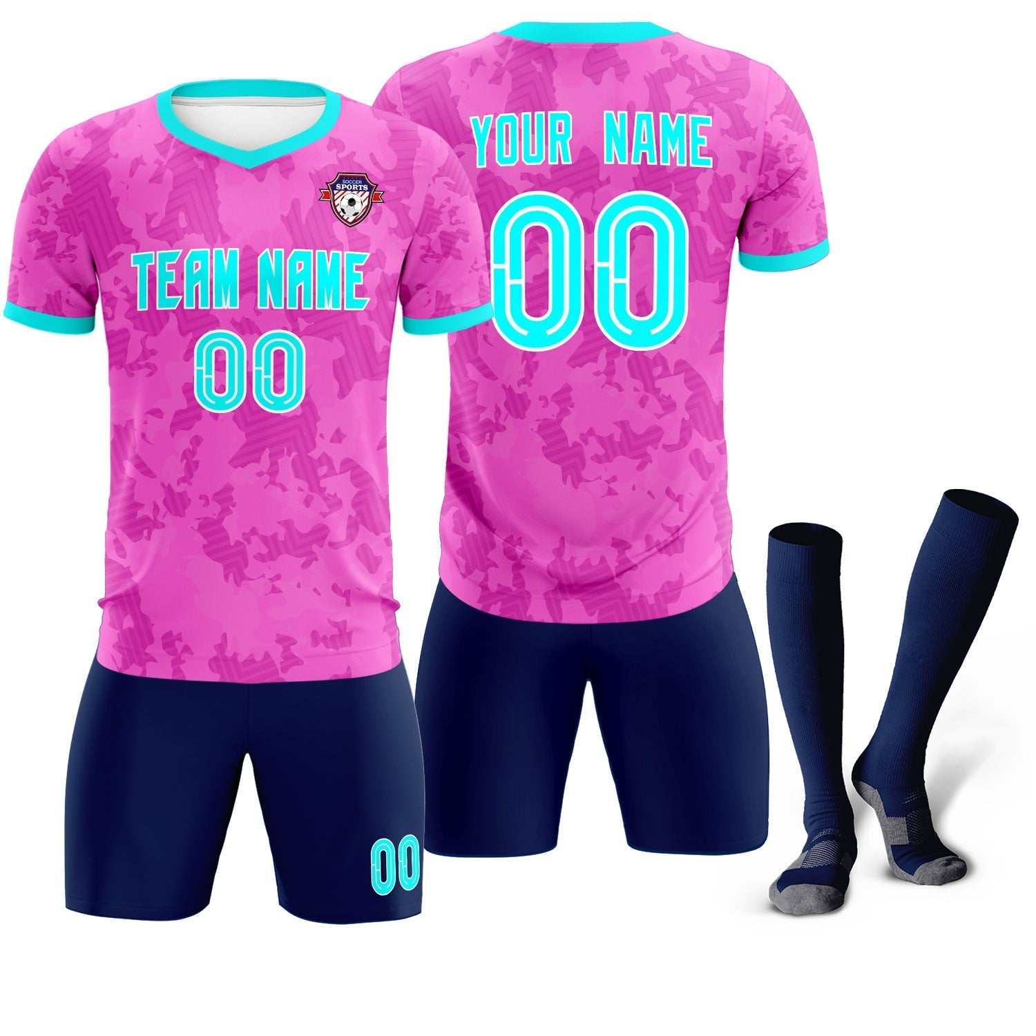 Custom Pink Camo sports Soccer Tops/Sets Jersey