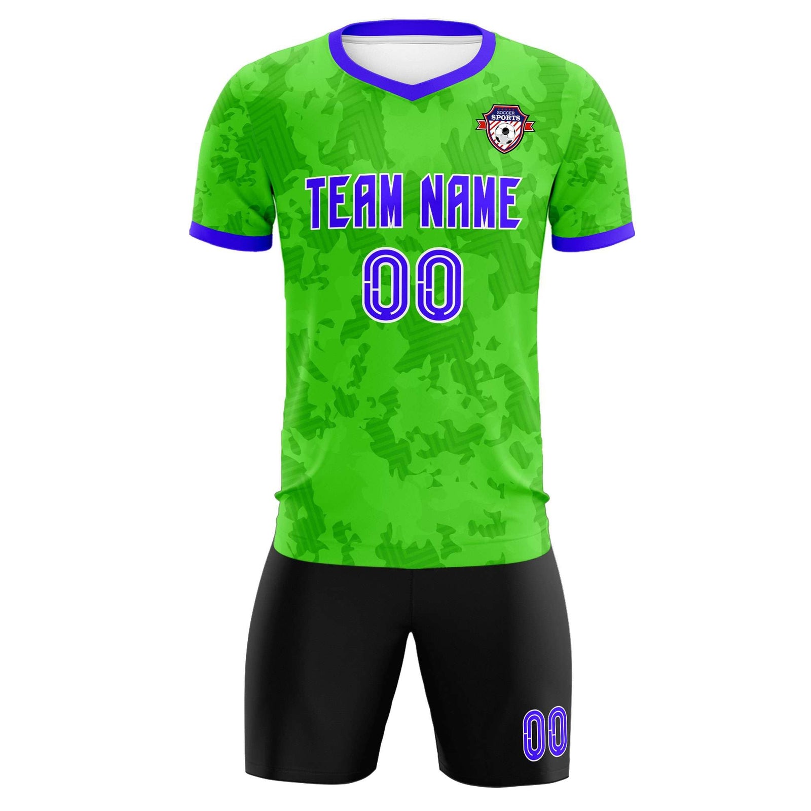 Custom Neon Green Camo sports Soccer Tops/Sets Jersey