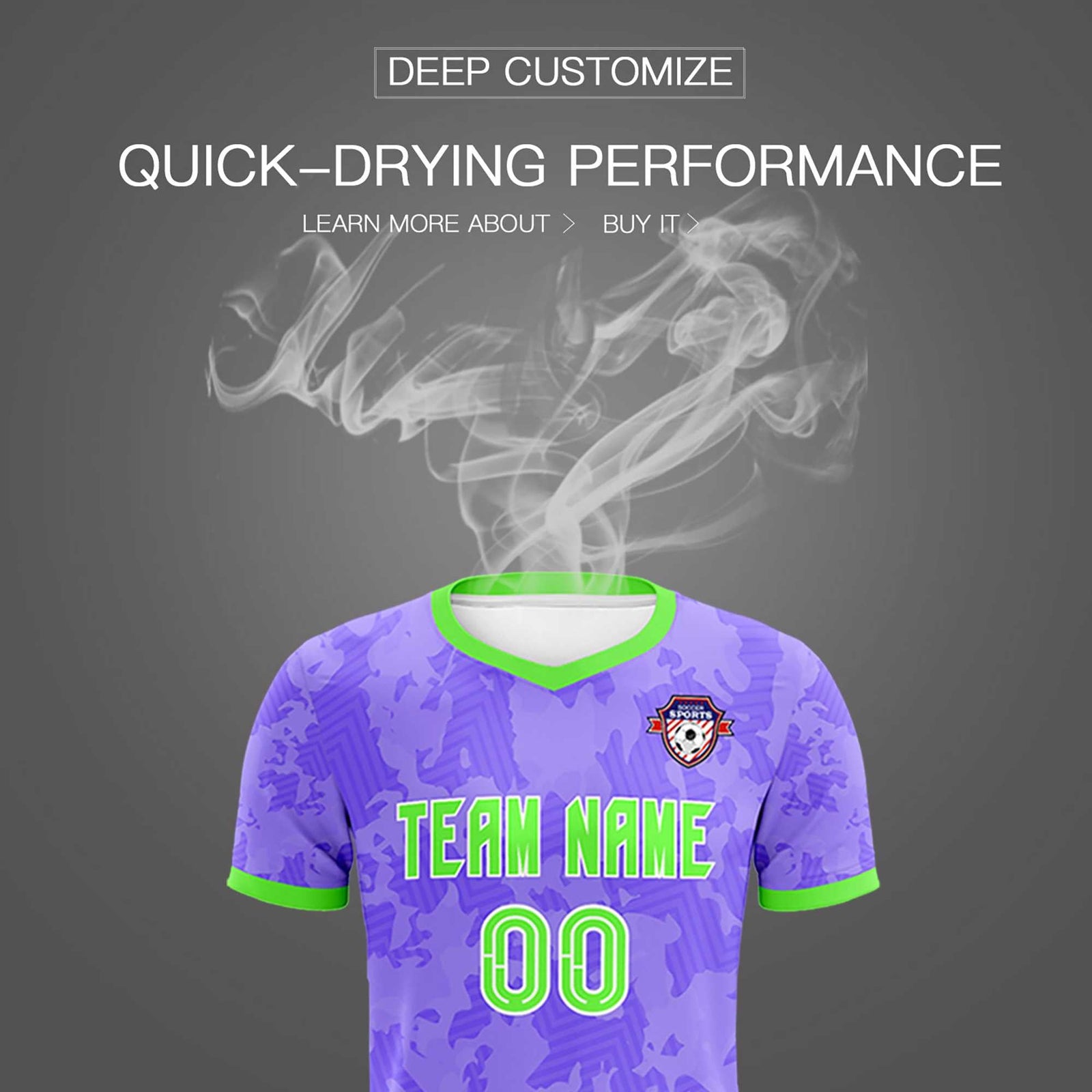Custom Light Purple Camo sports Soccer Tops/Sets Jersey