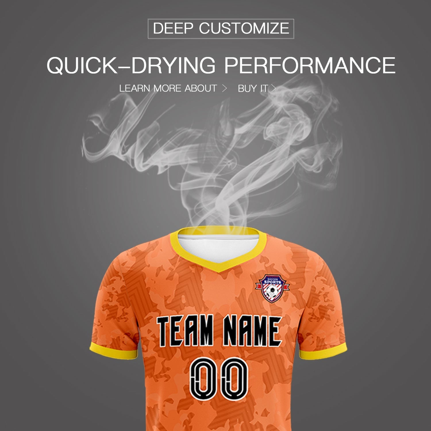 Custom Orange Camo sports Soccer Tops/Sets Jersey
