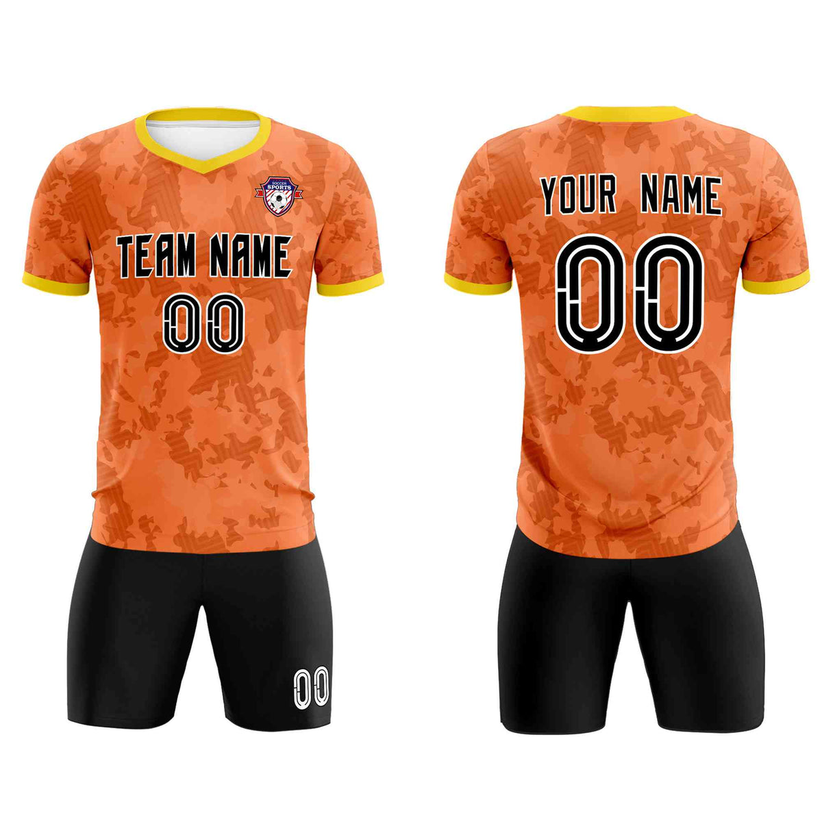 Custom Orange Camo sports Soccer Tops/Sets Jersey