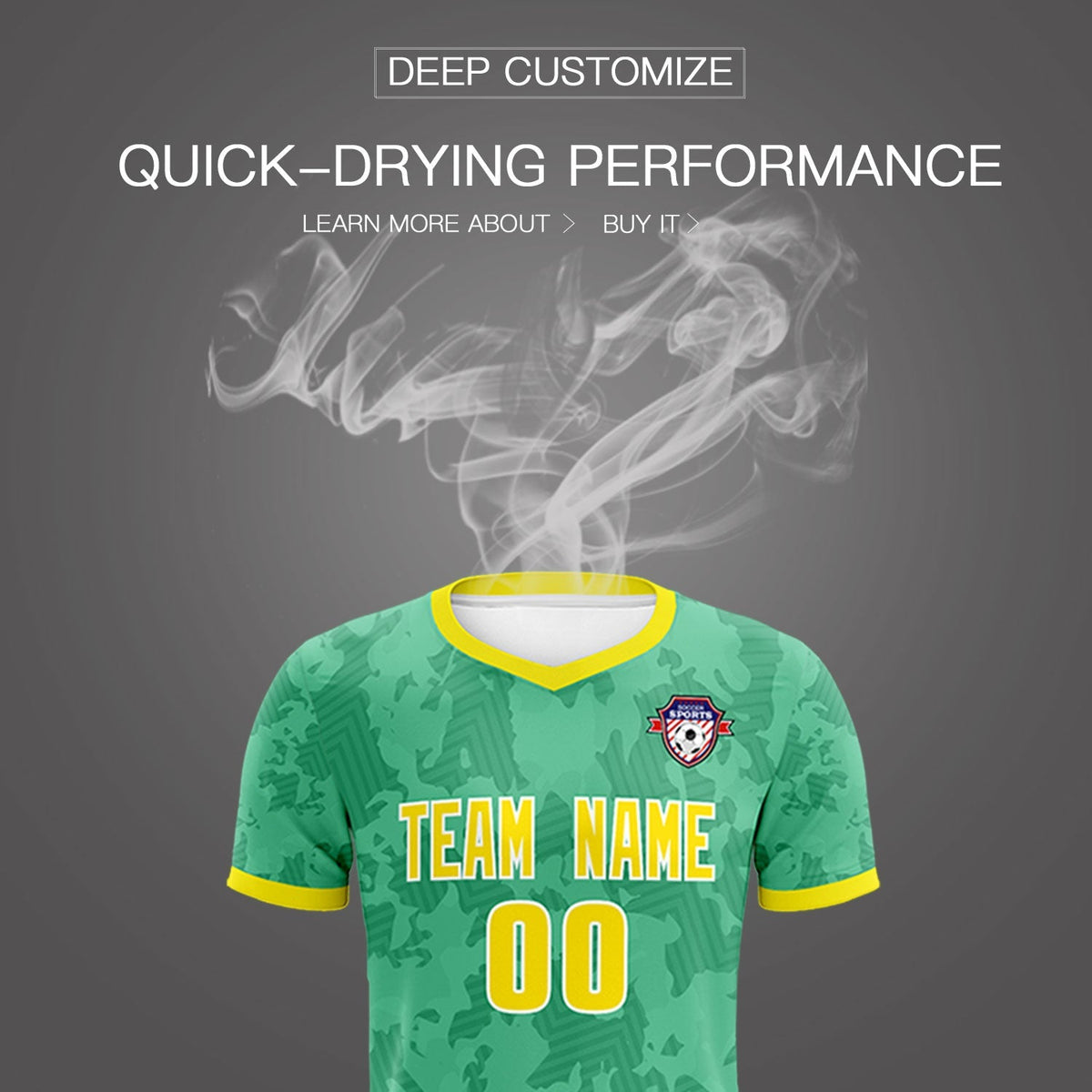 Custom Green Camo sports Soccer Tops/Sets Jersey