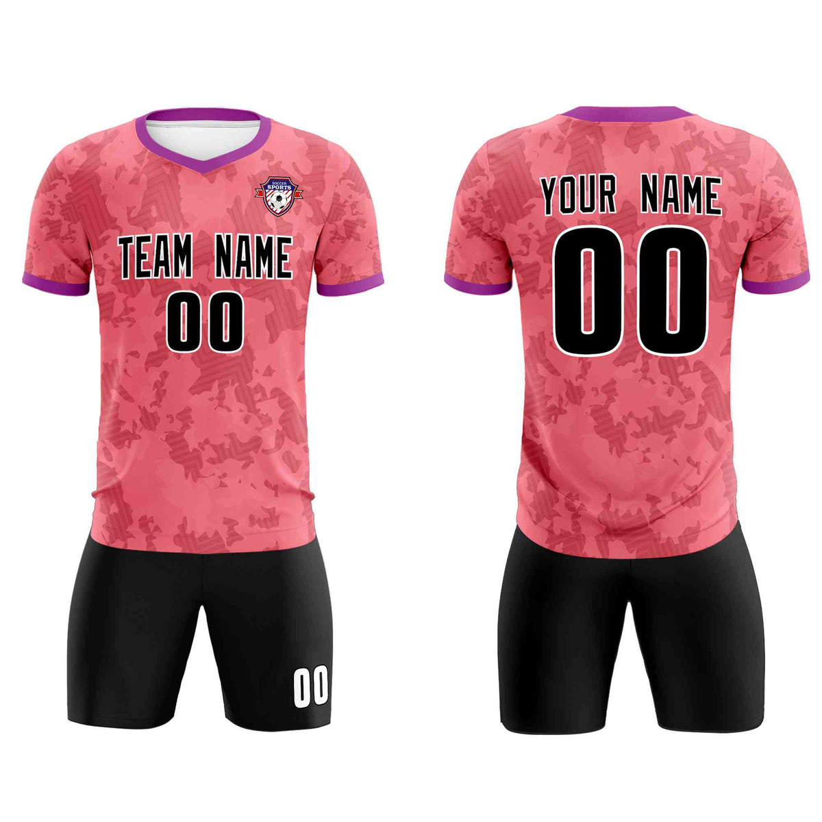 Custom Light Red Camo sports Soccer Tops/Sets Jersey