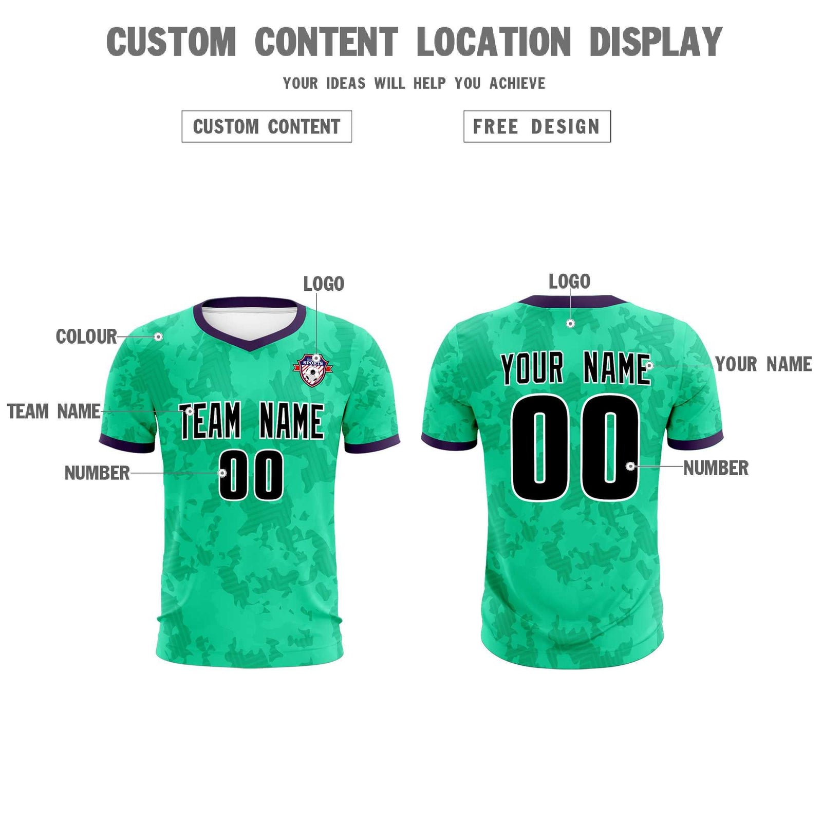 Custom Neon Green Camo sports Soccer Tops/Sets Jersey