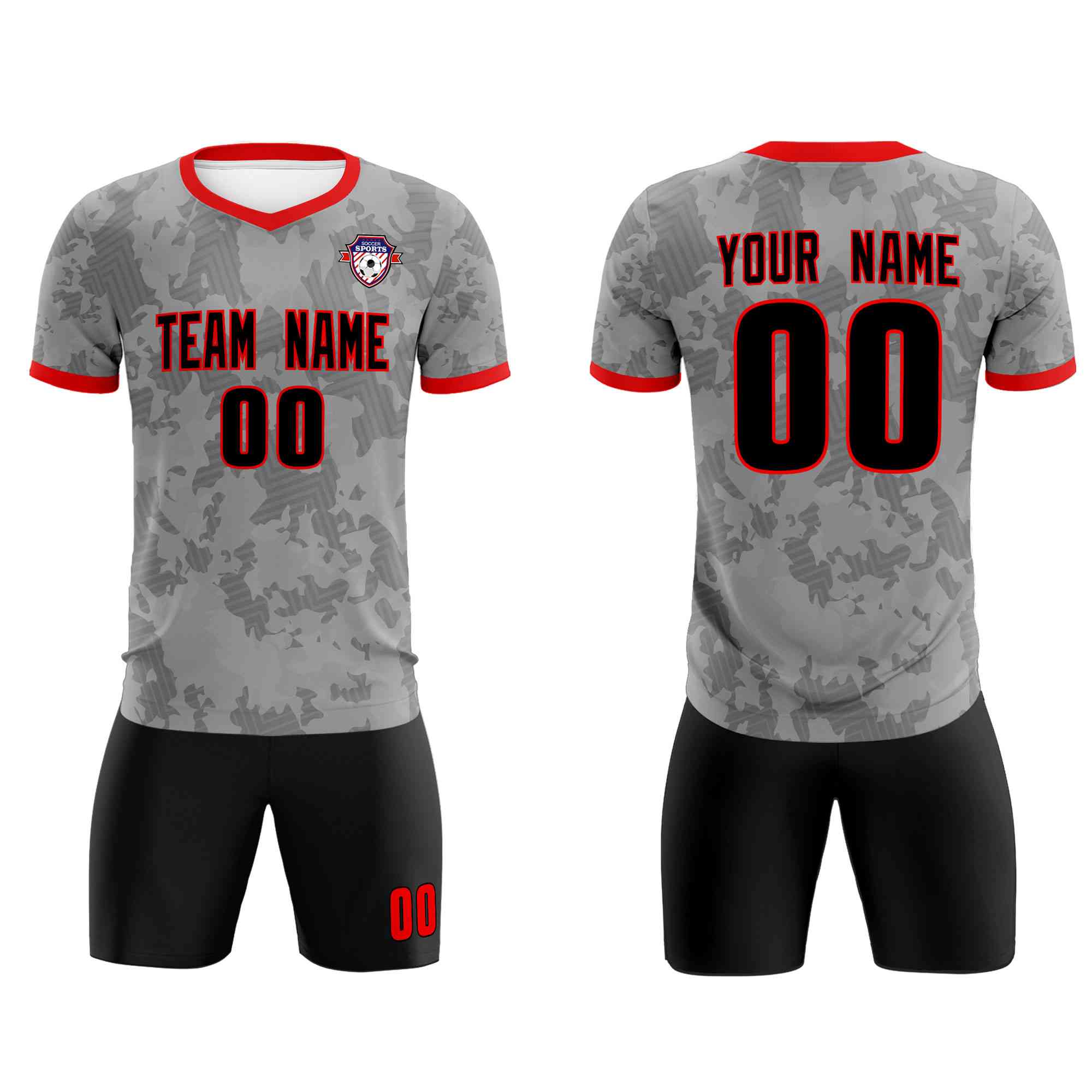 Custom Dark Gray Camo sports Soccer Tops/Sets Jersey