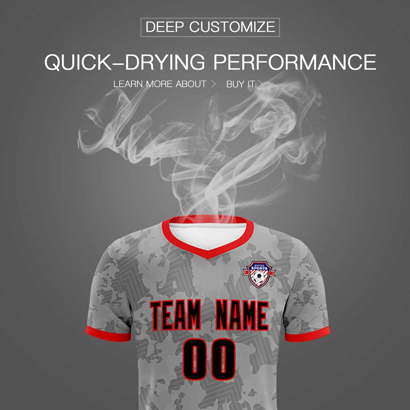 Custom Dark Gray Camo sports Soccer Tops/Sets Jersey