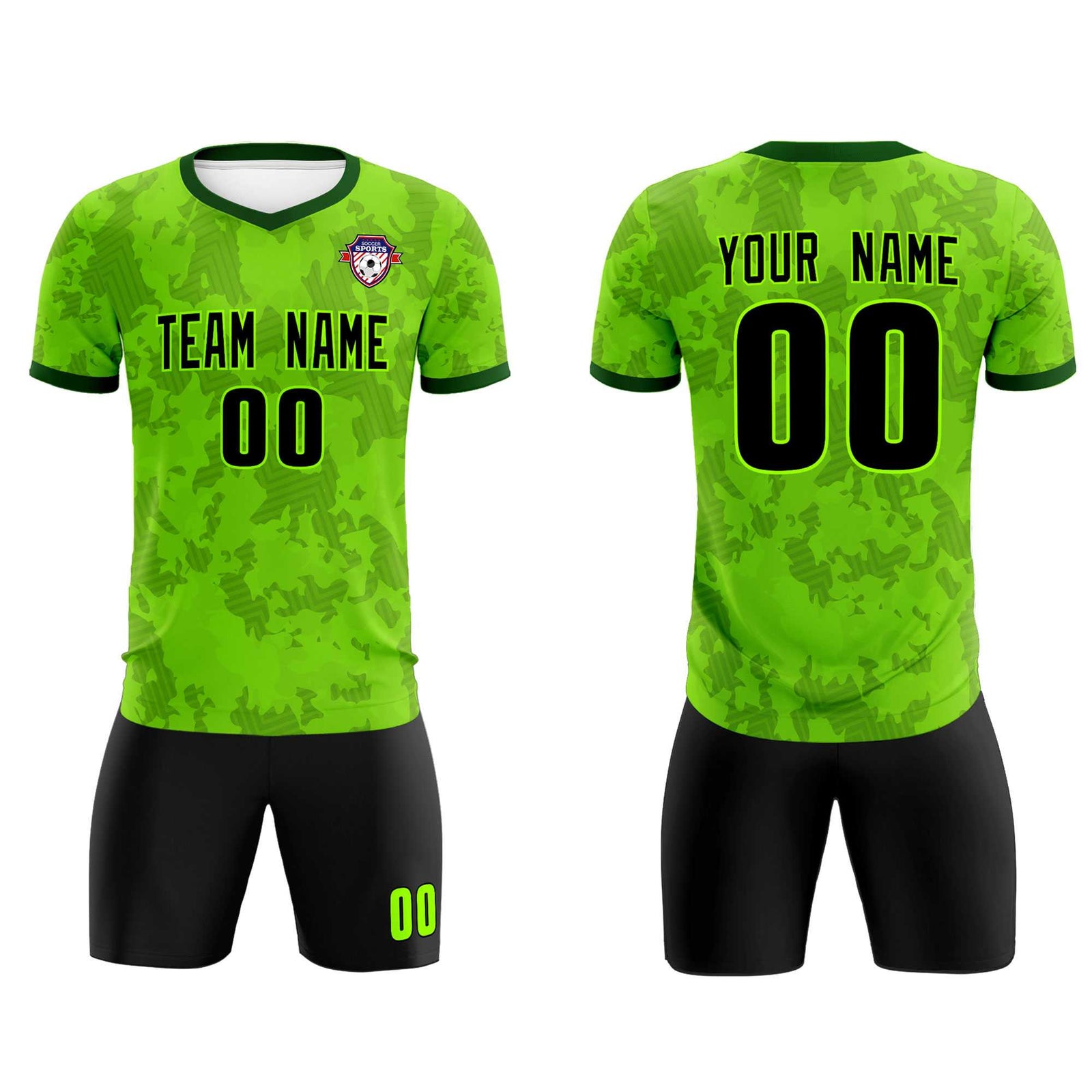Custom Green Camo sports Soccer Tops/Sets Jersey
