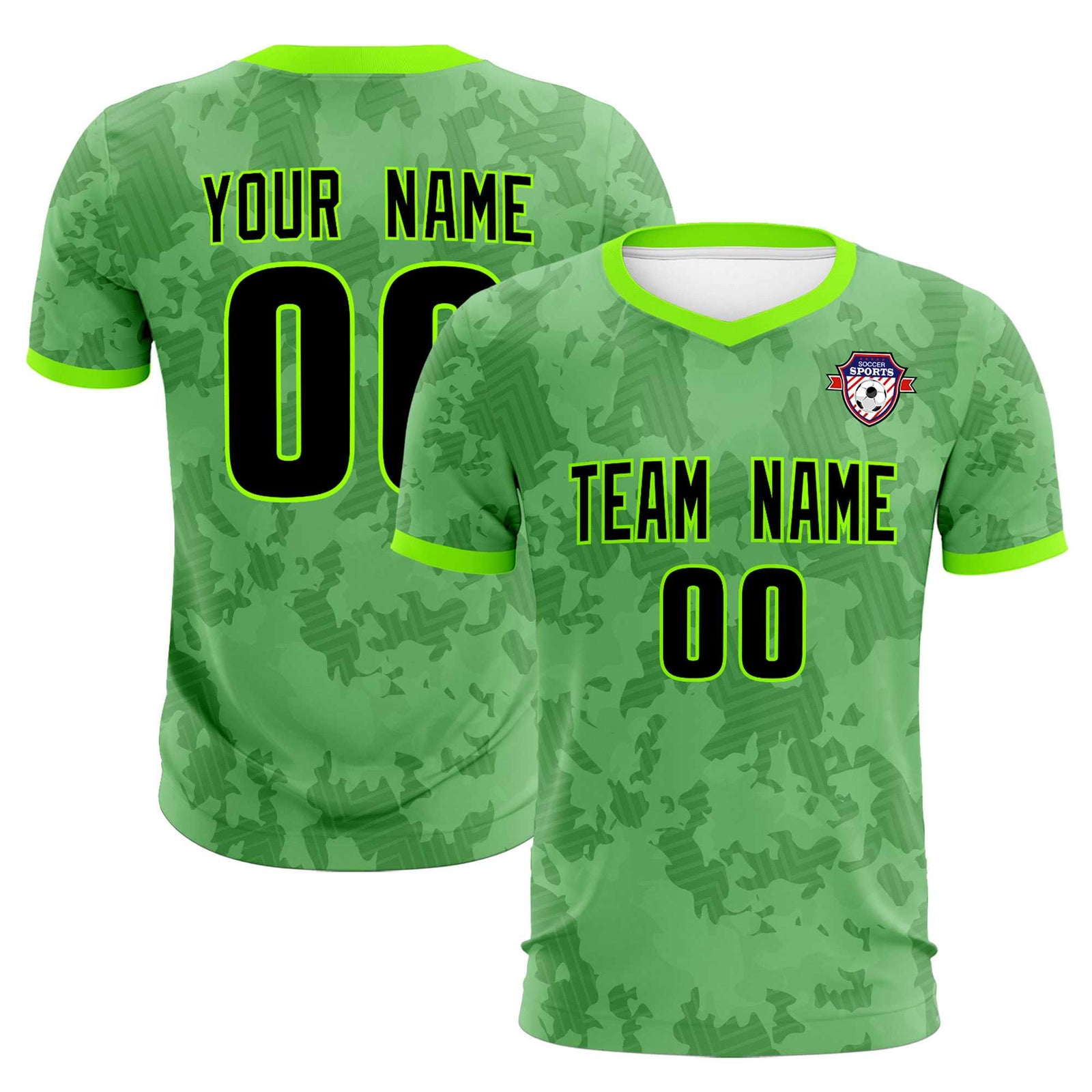 Custom Green Camo sports Soccer Tops/Sets Jersey